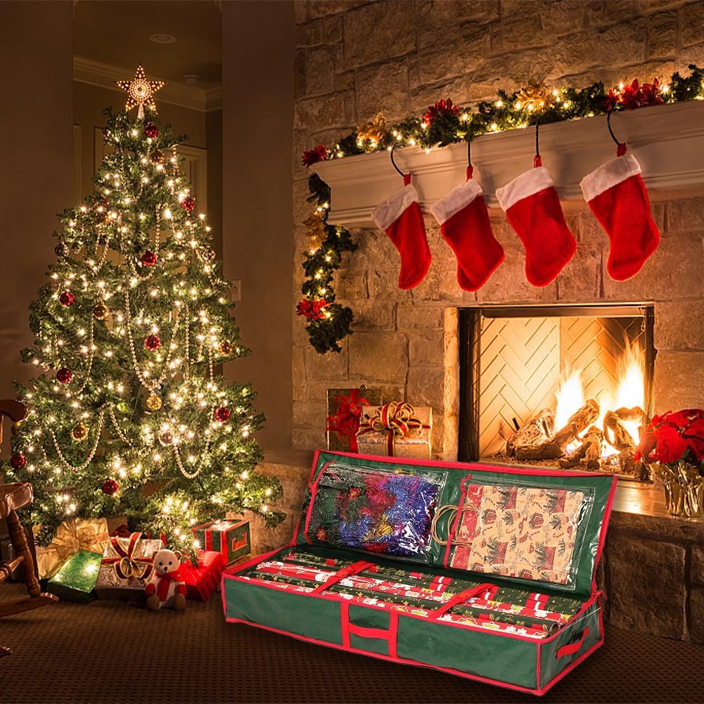 Geli Christmas Tree Storage Bag - Extra Large, Gift Wrapping Paper Storage Container,Tree Bags with Zipper and Handle for Holiday and Xmas Decor Organization