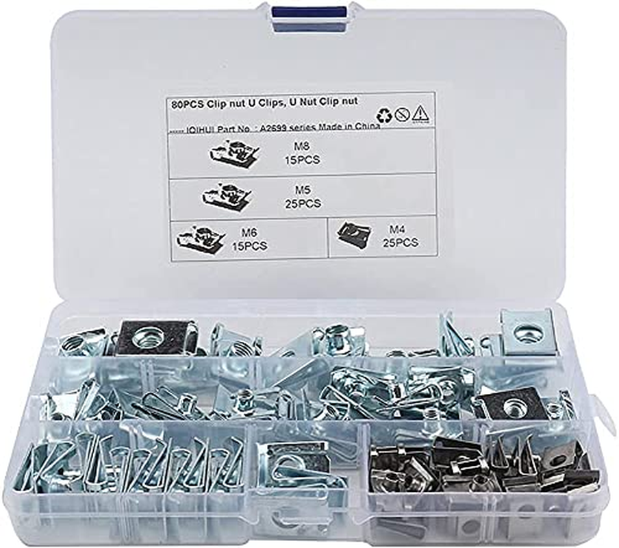 80 Pcs Thread Clip Nut Set U-Shaped Nut M4 M5 M6 M8 for Automobile Motorcycle Interior Trim Set image number 4
