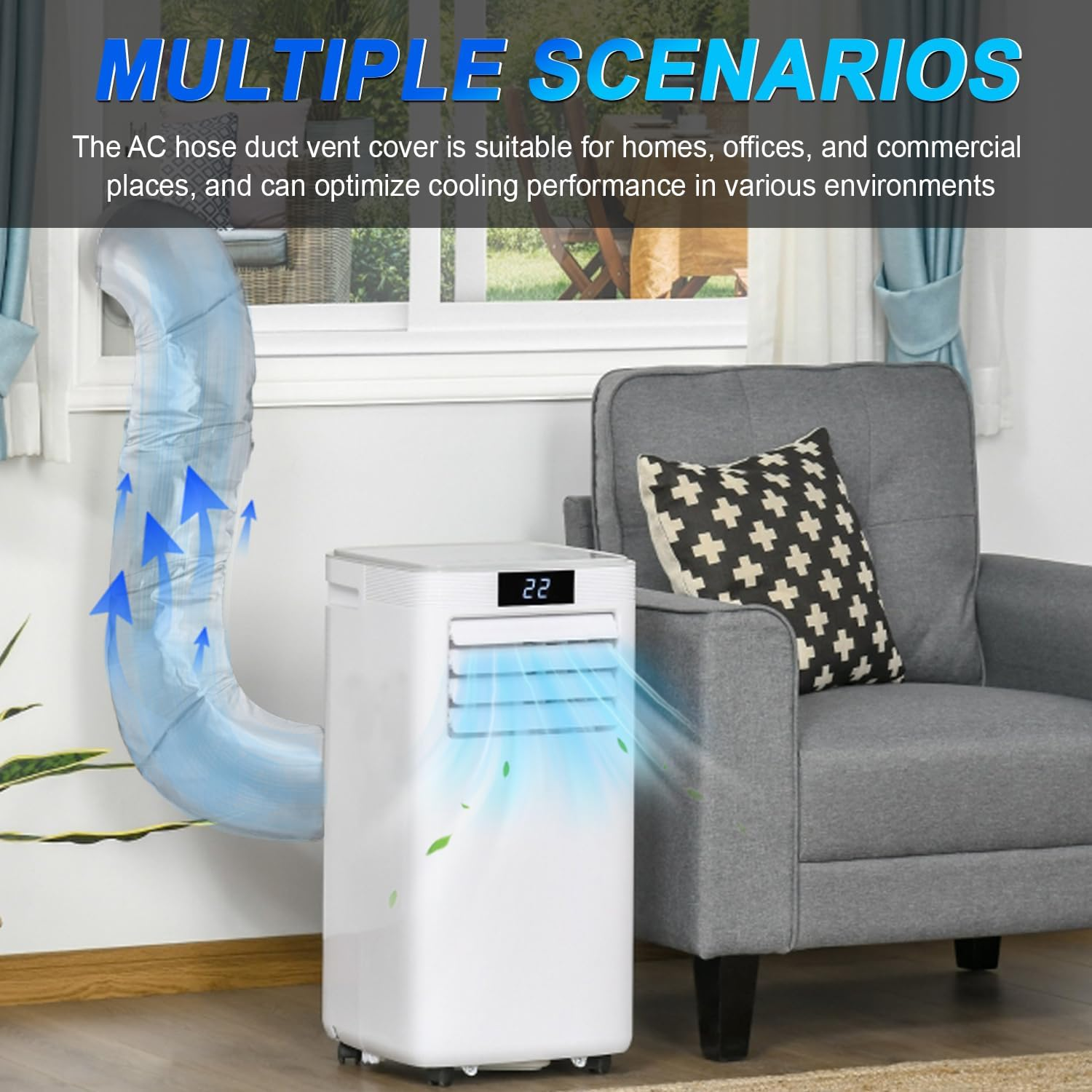 HUAREW Portable AC Hose Insulation Sleeve, Air Conditioner Hose Insulated Cover Wrap for 5" & 5.9" Diameter AC Exhaust Hoses Tube, with Drawstring, One Step Install image number 3