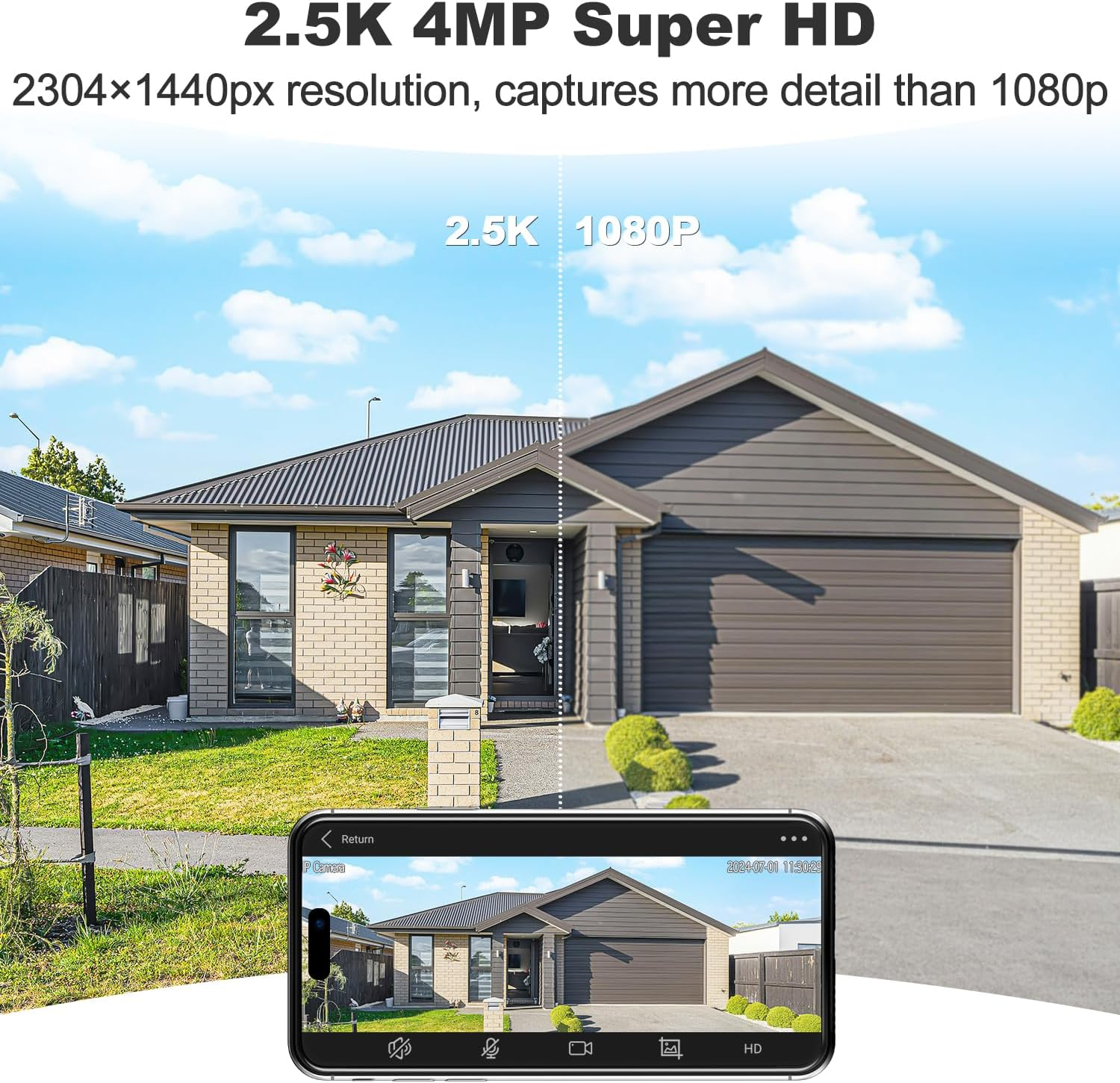 GENBOLT 2.5K Security Camera Outdoor with 180Ultra-Wide Angle, 2.4/5 Ghz Dual-Lens Poe Security Camera, Smart Human/Vehicle/Pet Detection, Color Night Vision, Two-Way Audio