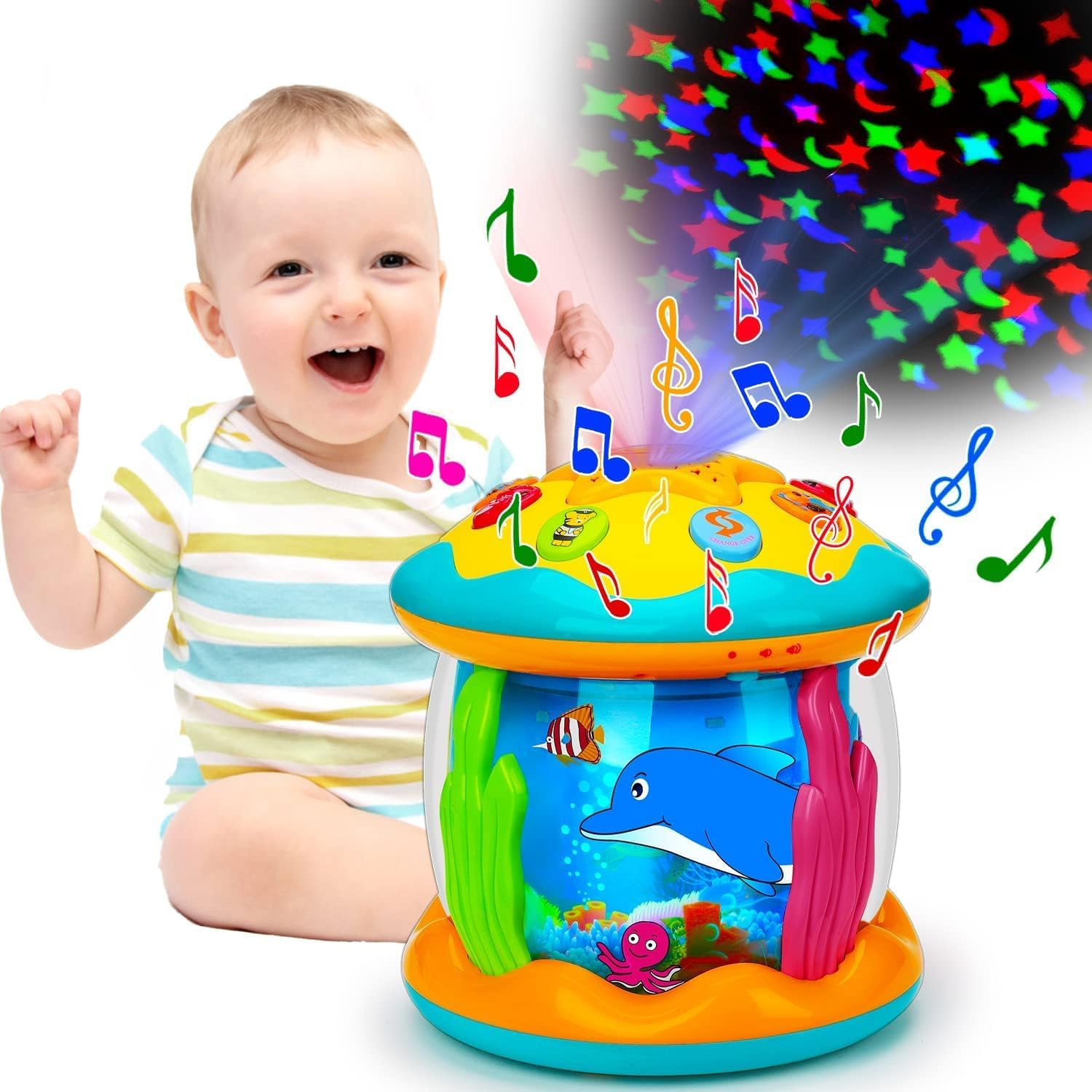 Baby Toys 12 to 36 Months Babies Ocean Rotating Projector Colors Lights Musical Toys 12-36 Months Crawling Learning Infant Toys for Toddlers 1 2 3 Years Old Baby Christmas and Birthday Gift image number 6
