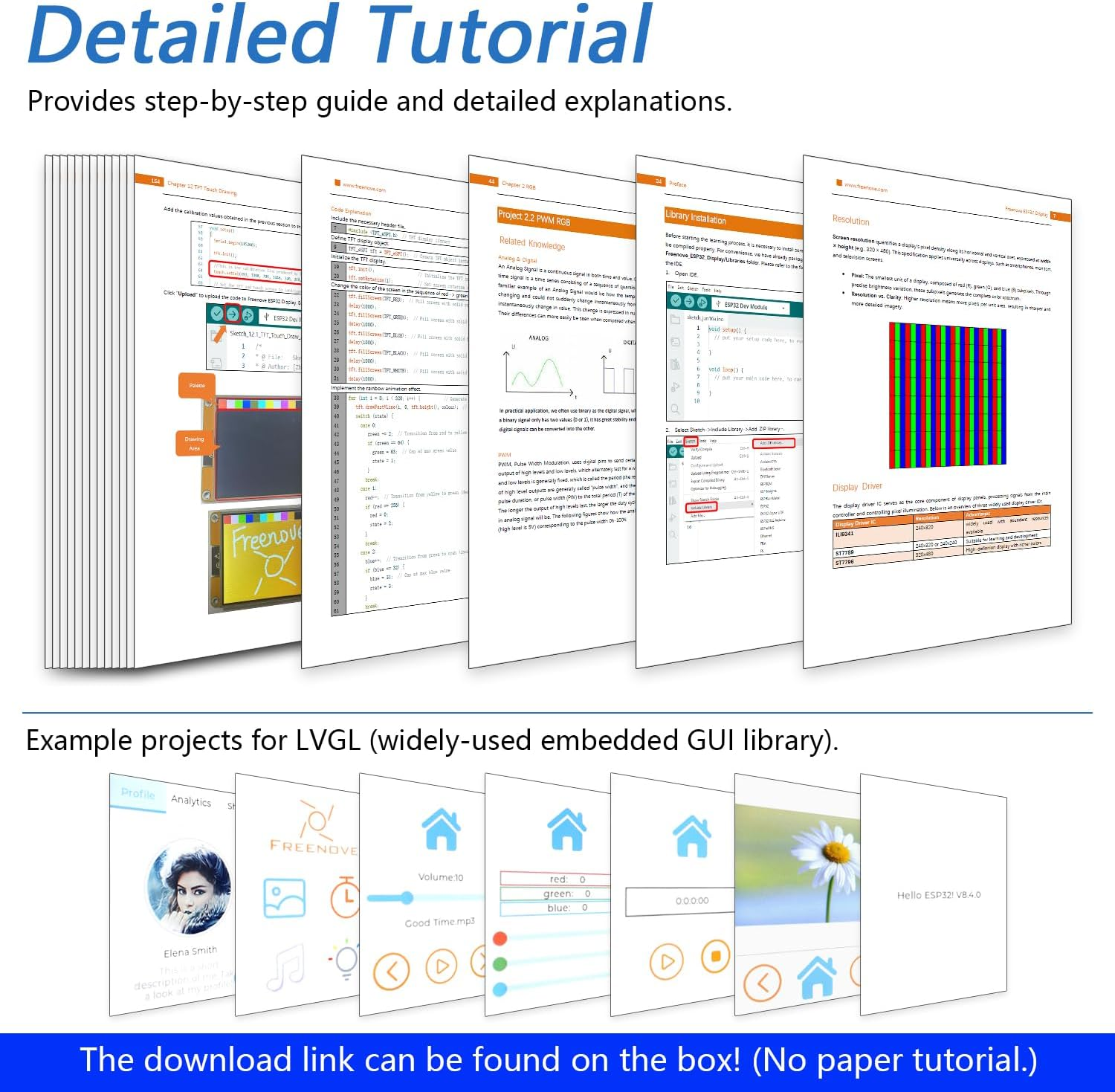 Freenove ESP32 Display CYD, 2.8 Inch Touchscreen Monitor, 240X320 Pixel TN TFT LCD Screen ST7789 Driver, Dual-Core 32-Bit 240 Mhz Microcontroller Wifi+Bt, C Code LVGL Example Projects Tutorial image number 1