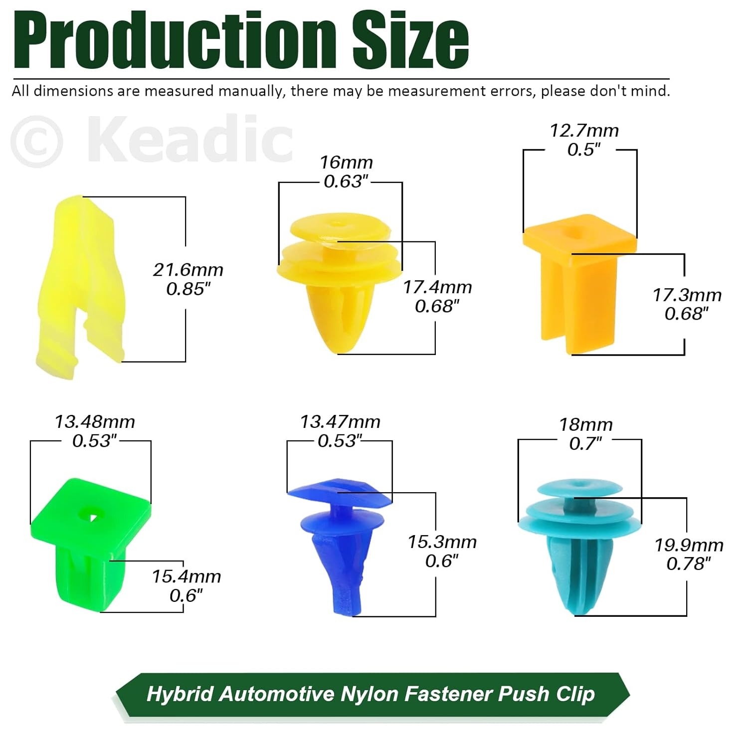 Keadic 500 Pcs Mixed Nylon Bumper Fender Trim Push Fasteners Rivet Clips Replacement Kit, Auto Panel Shield Engine Cover Retainer Fastener Rivet Push Clips for GM