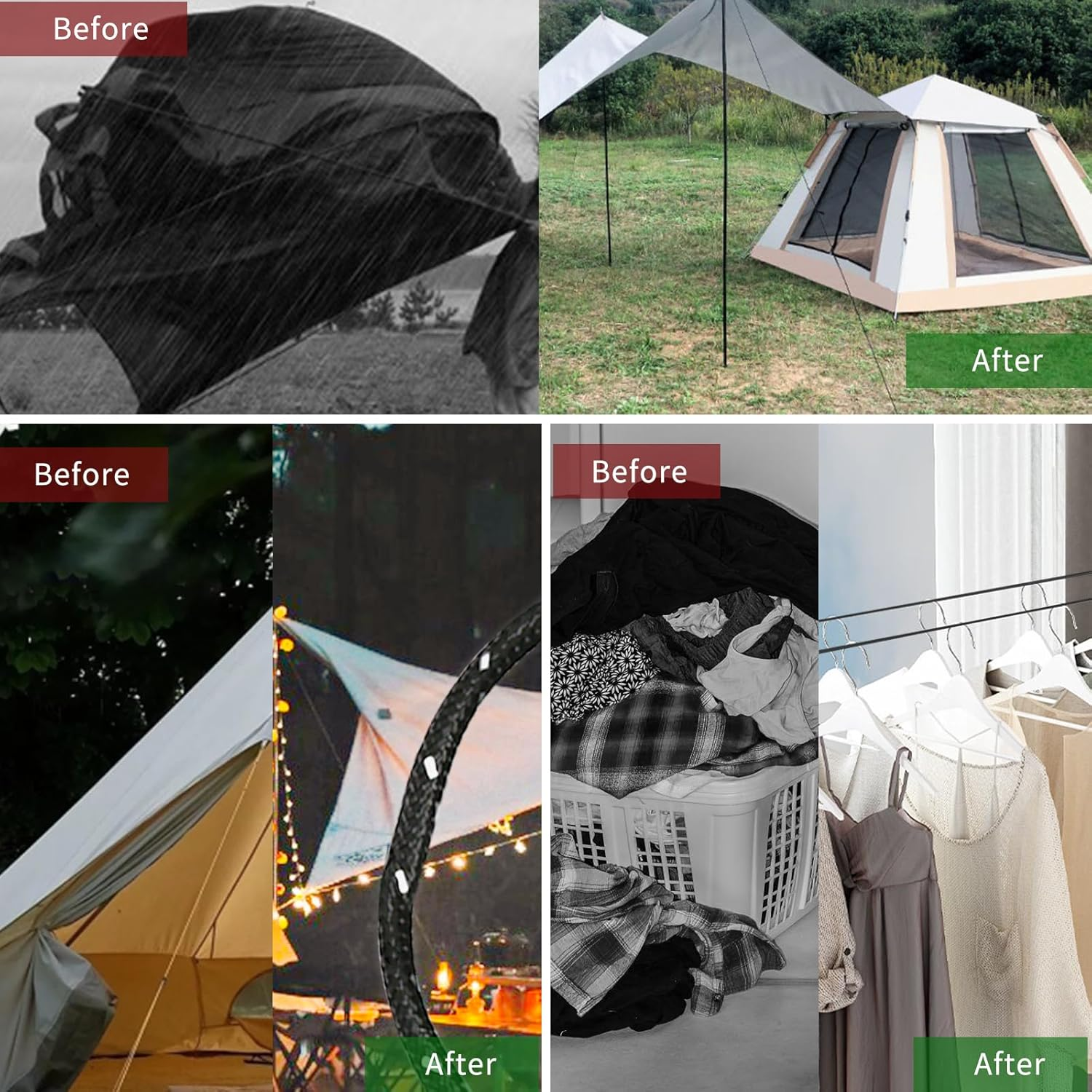 4 Pcs 4M Tent Guy Ropes with Pulley, 4Mm Reflective Adjustable Guide Ropes, Heavy Duty Rope Tensioner Ratchet with Aluminum Adjuster for Outdoor, Camping, Hiking, Awning, Tents, Plant Growing image number 4