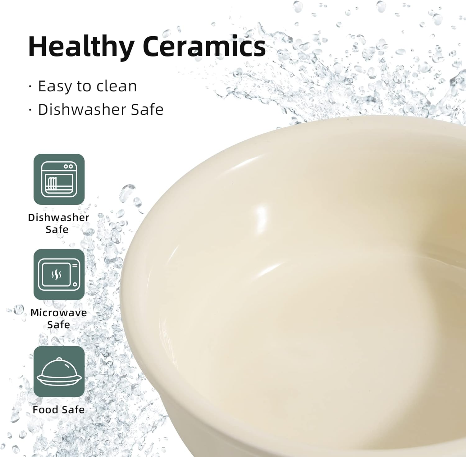 Havniva Ceramics Raised Dog Bowl with Non-Slip Stand Elevated Dog Bowl for Medium Dog Food and Water Bowl Dog Dish Pet Feeding Bowl (Single 6.9" Bowl, Cream White) image number 2