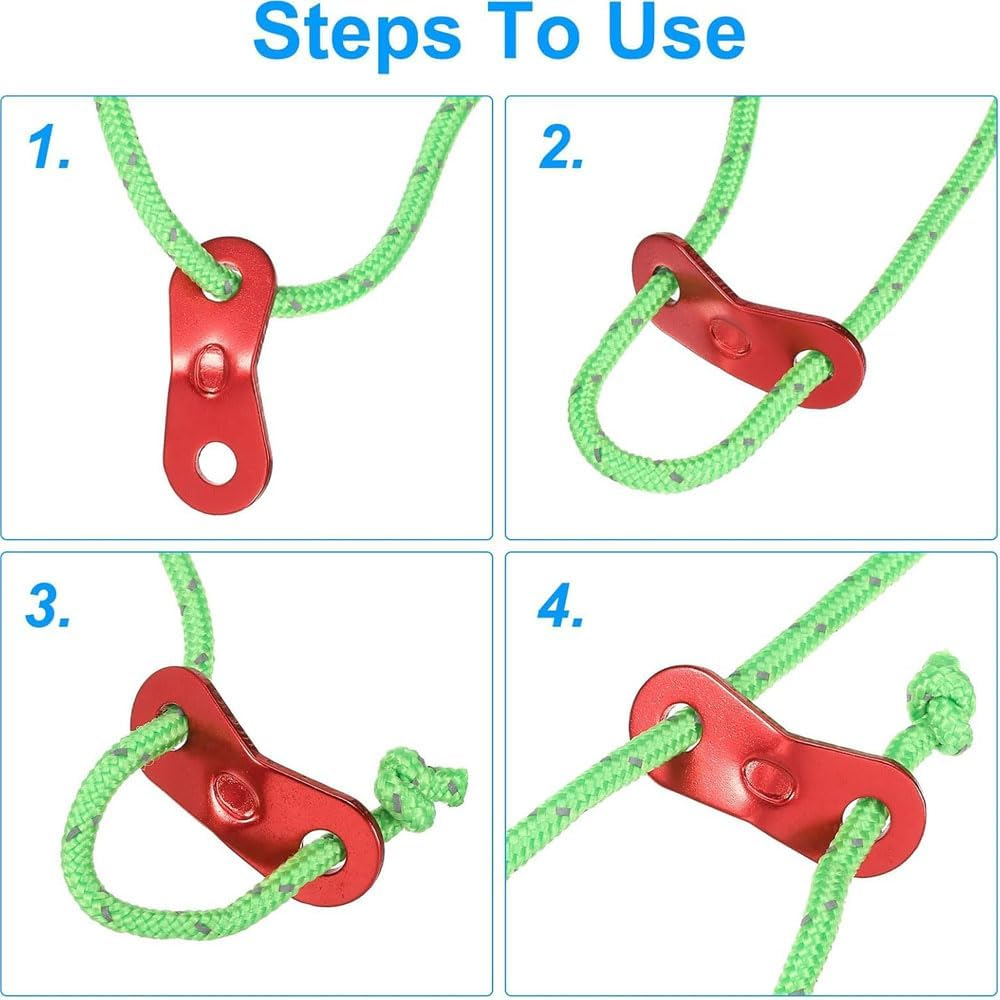 8PCS Reflective Tent Guy Ropes with Aluminium Tensioner, 4Mm X 4M Heavy Duty Camping Rope for Tent and Tarp and Outdoor, High Visibility Paracord Guyline Green image number 5