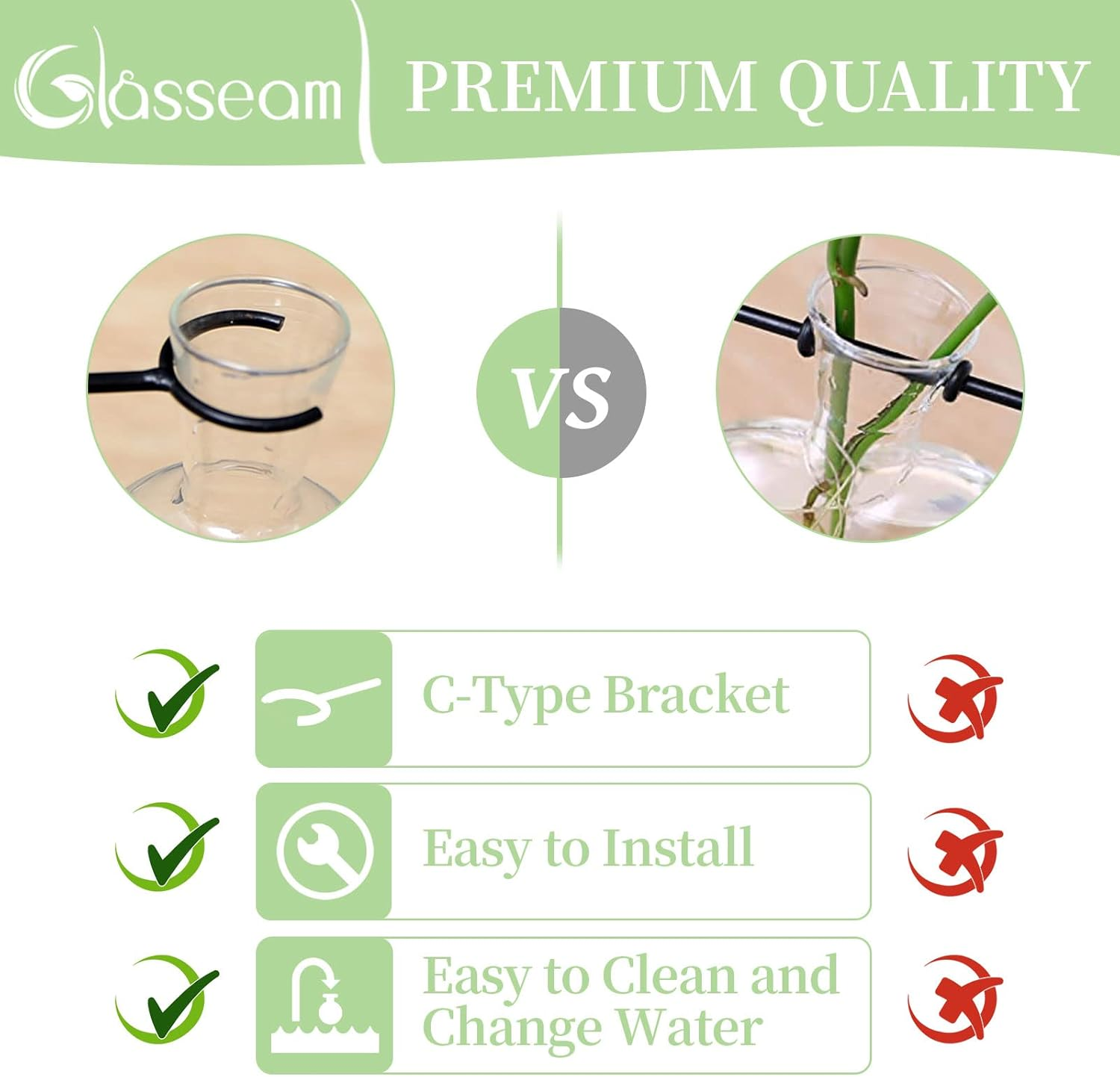 Glasseam Plant Propagation Station Glass Terrarium Cute Propogation Stations Hydroponic Vase Bulb Planter for Indoor Plants Desktop Propagated Jars for Home Office Decor Birthday image number 5