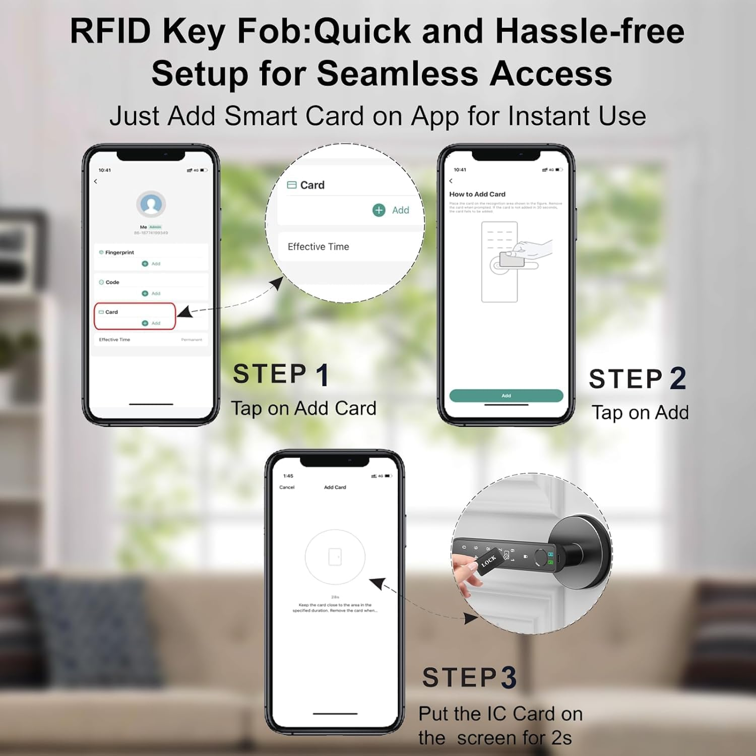IC Cards for Smart Door Lock, 13.56Mhz RFID Keyless Entry Cards for Door Lock, Compatible with Tuya Smart Life and Ttlock (5) image number 2