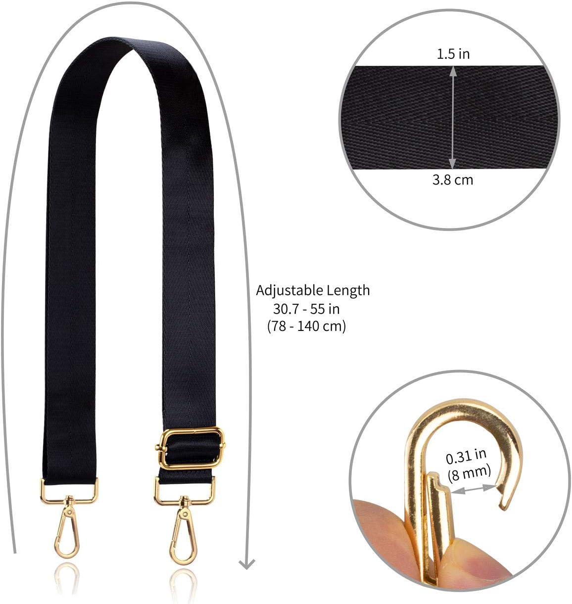 Allzedream Wide Purse Strap Replacement Crossbody Shoulder Bag Adjustable image number 4