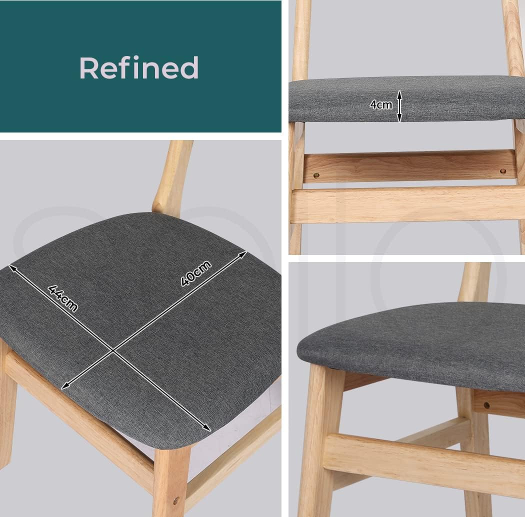 LEVEDE Dining Chairs, Set of 2 Reading Seating, Soft Fabric Kitchen Chairs, Home Furniture for Dining Room, Living Room, Cafe, Courtyard (44Cm Seat Height, Color Oak) - Walnut Brown image number 4