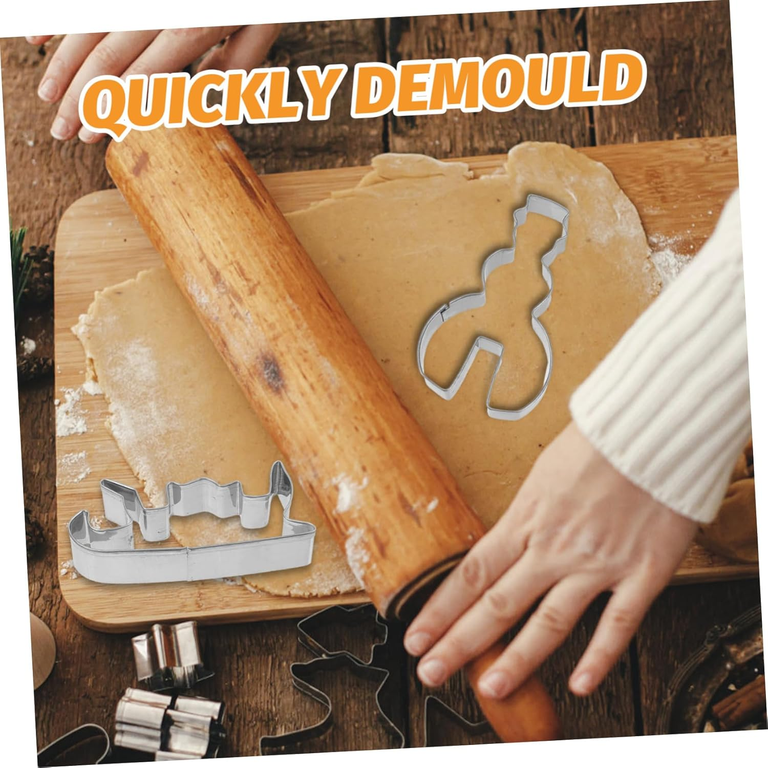 16Pcs Christmas Biscuit Cutters Set Stainless Steel Mold Reusable DIY Baking Accessories for Holiday Party Supplies