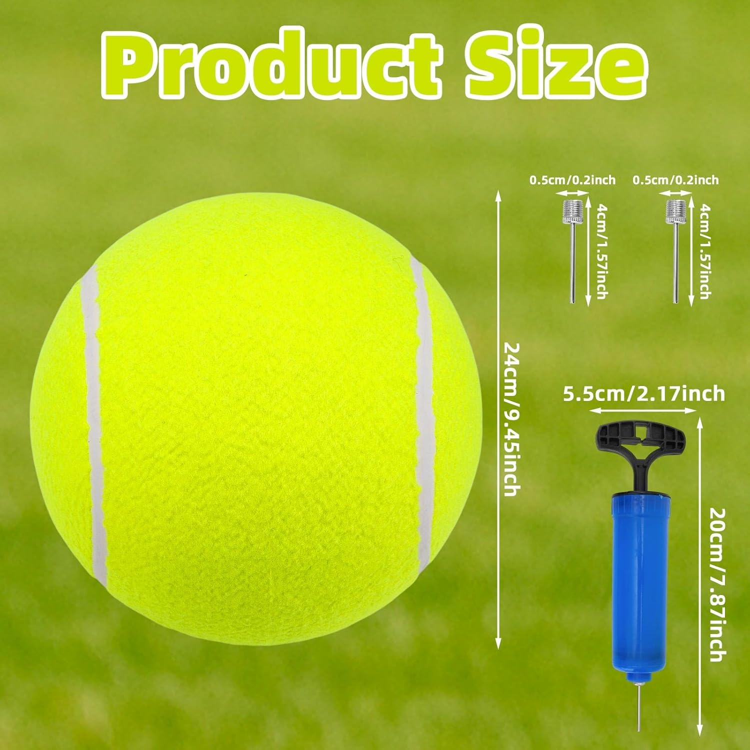 9.45 Inch Giant Herding Ball for Dogs, Extra Large Tennis Ball for Dogs with Pump & 2 Needles Fun Fetch & Training Pet Outdoor Toy image number 2