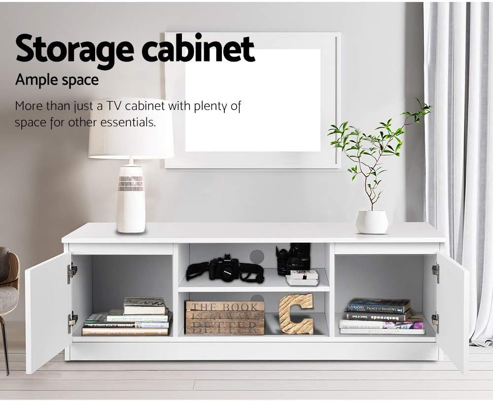 Artiss TV Unit Cabinet Entertainment Units, Wood Stand Table Cabinets Storage Shelf Organiser Cupboard Home Living Room Bedroom Furniture, with 2 Deep Drawer and Cable Management Holes White image number 5