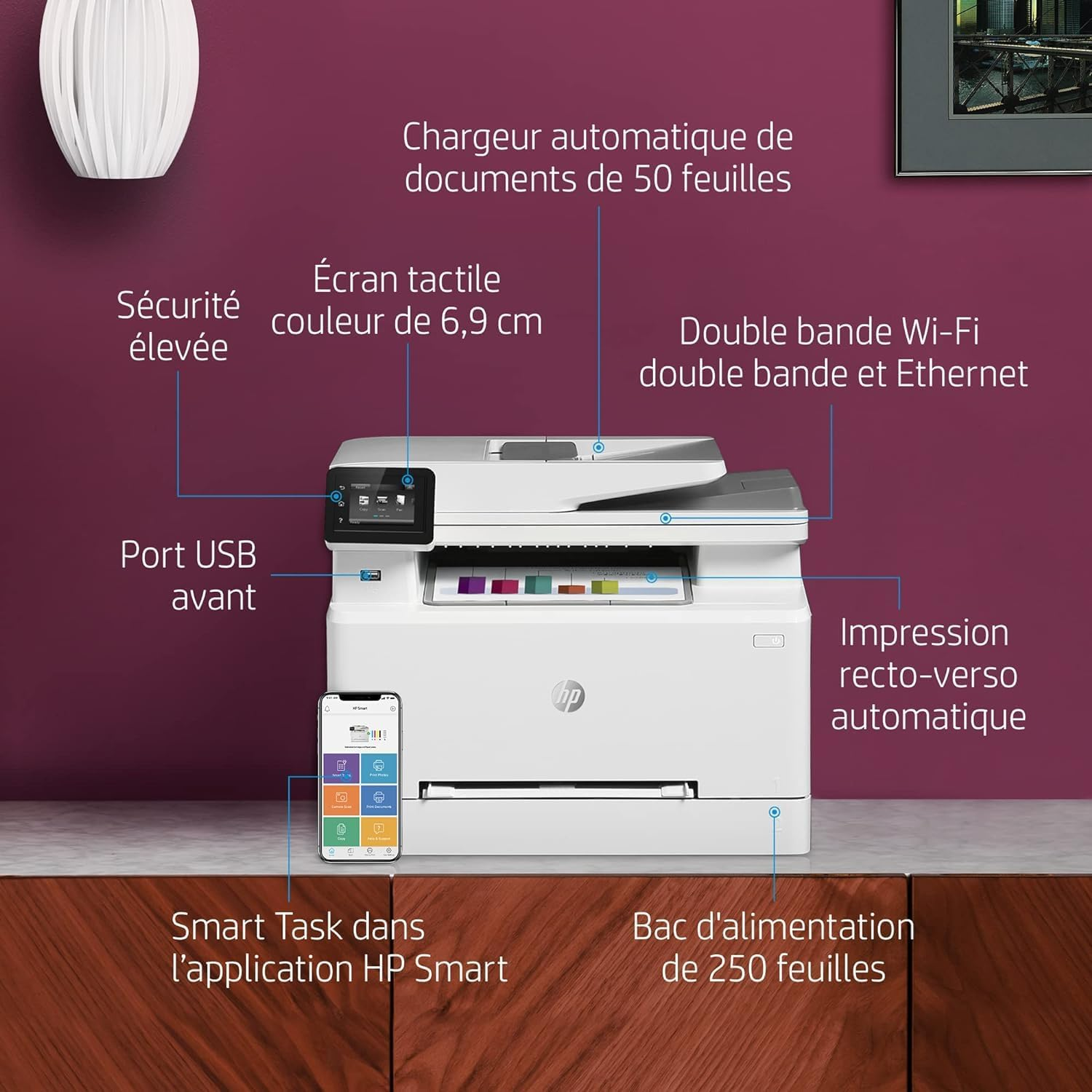 HP Colour Laserjet Pro M283FDW Multi-Function Printer, White image number 3