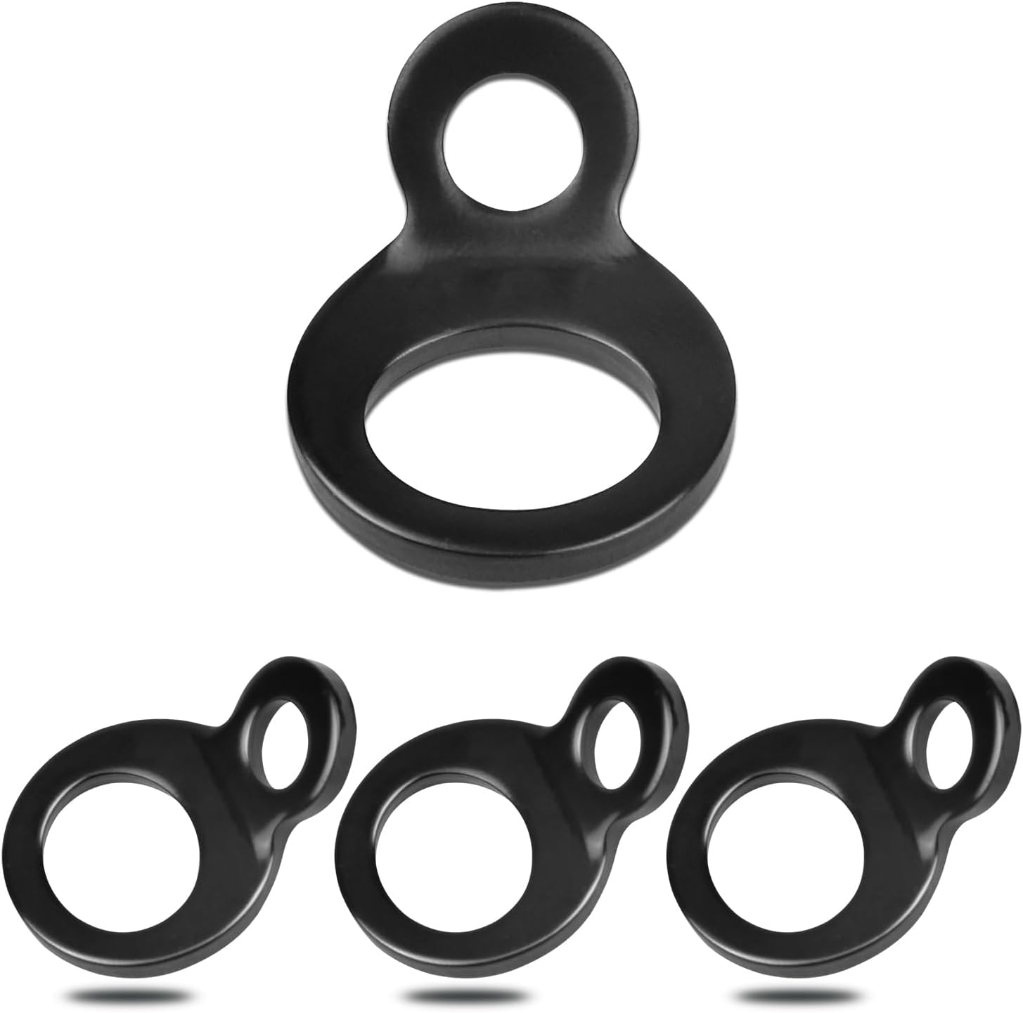 4 PCS Multi-Purpose Car Tie down Anchor Hook, 0.7In X 1.5In Sturdy Stainless Steel O Tie down Strap Rings, Universal Hook Replacement for Motorcycle Dirtbike ATV Trailer Truck (Black)