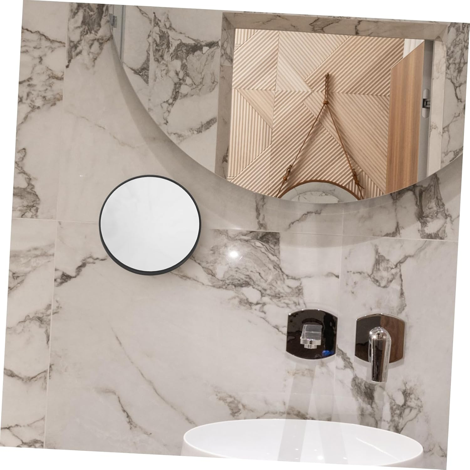 Healeved 8.8Cm 10X Magnification Makeup Mirror with Suction Cups Small round Portable Cosmetic Mirror for Bathroom or Bedroom Easy Carry Black