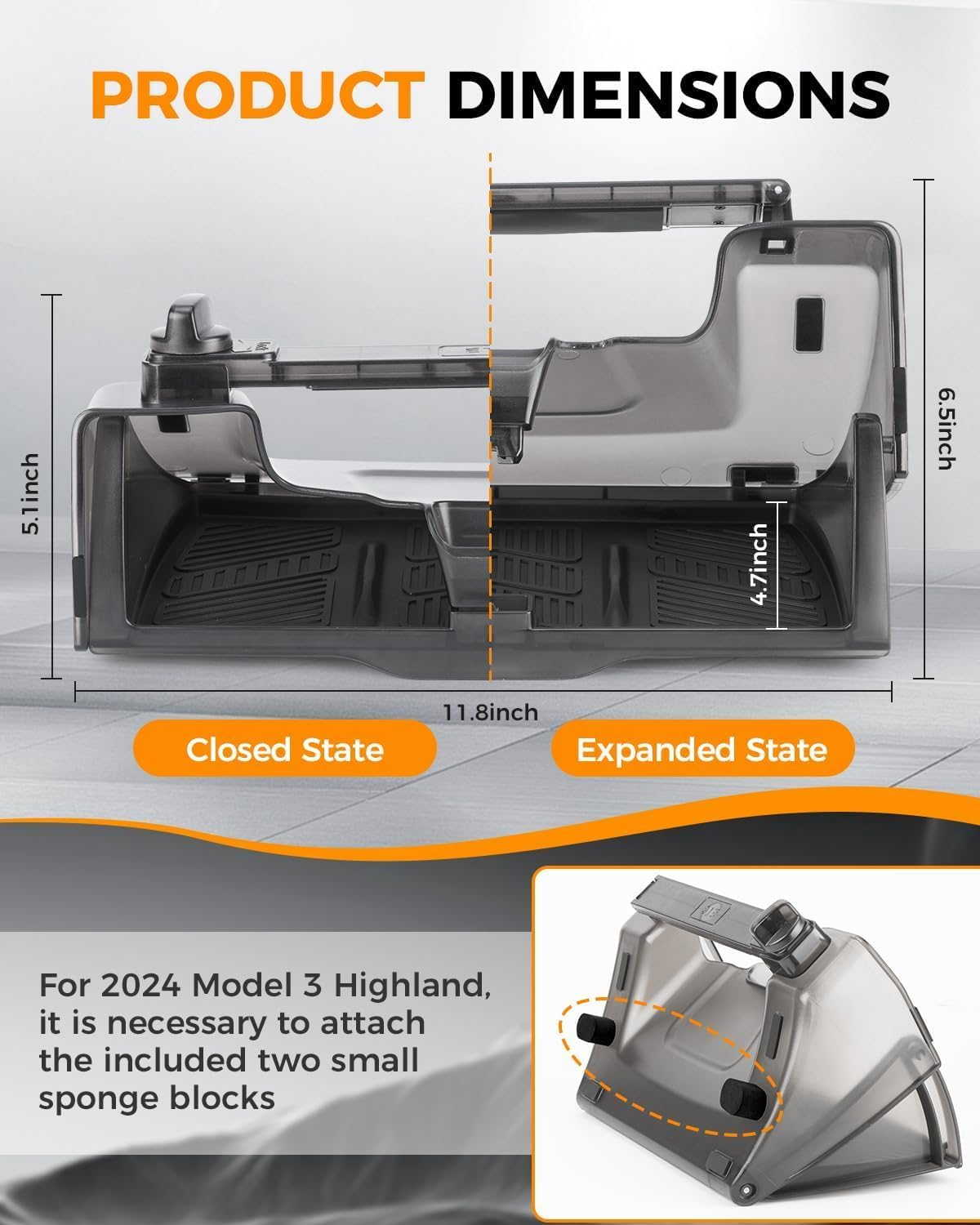 Hidden Under-Screen Storage Compatible with Tesla Model Y/Model 3 2021-2024, Center Console Organizer Accessories for Tesla Model Y Model 3 image number 1