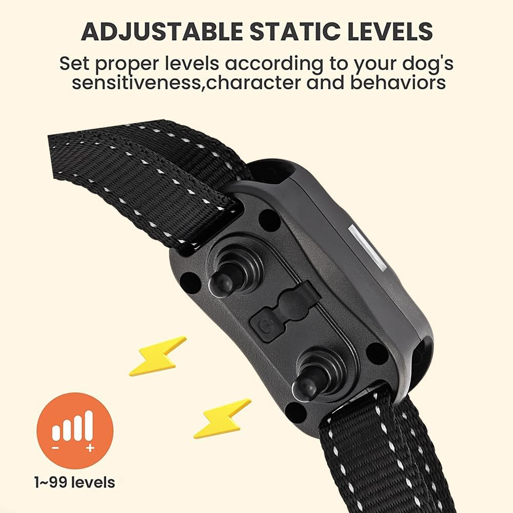 Bark Collar Remote Control Dog Training Collar IP67 Waterproof and Dustproof Adjustable Levels Long Standby Time Suitable for Dogs Weighing 15-100 Pounds for Large Medium Small Dogs Black image number 5