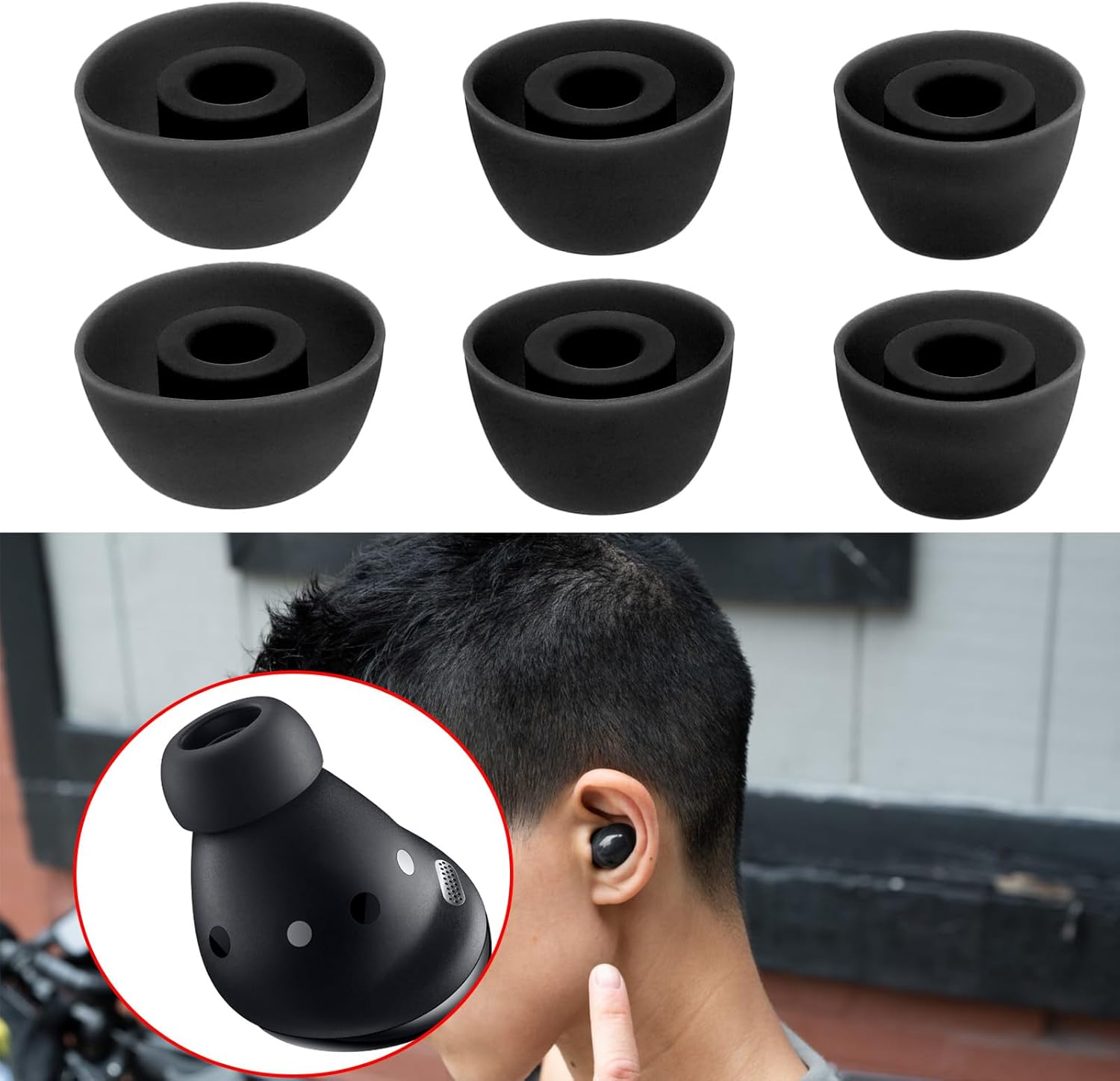 6 Pairs Silicone Earbuds Compatible with Samsung Galaxy Buds 2 Pro Replacement Earbuds Tips Small/Medium/Large 3 Size, Black - Purple image number 6