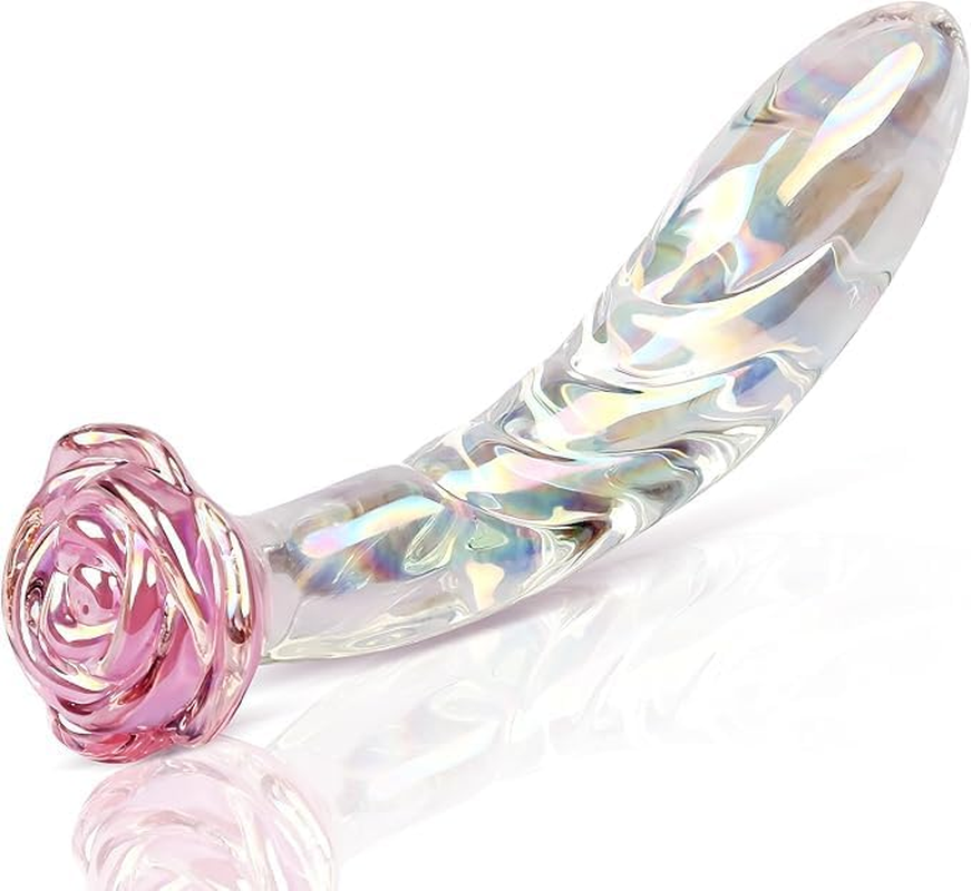 7.2 Inches Glass Dildo, Anal Butt Plug Toy Large, Rose Adult Toy Tool for Women, Crystal Clitoral G Spot Stimulator, Prostate Massager image number 2