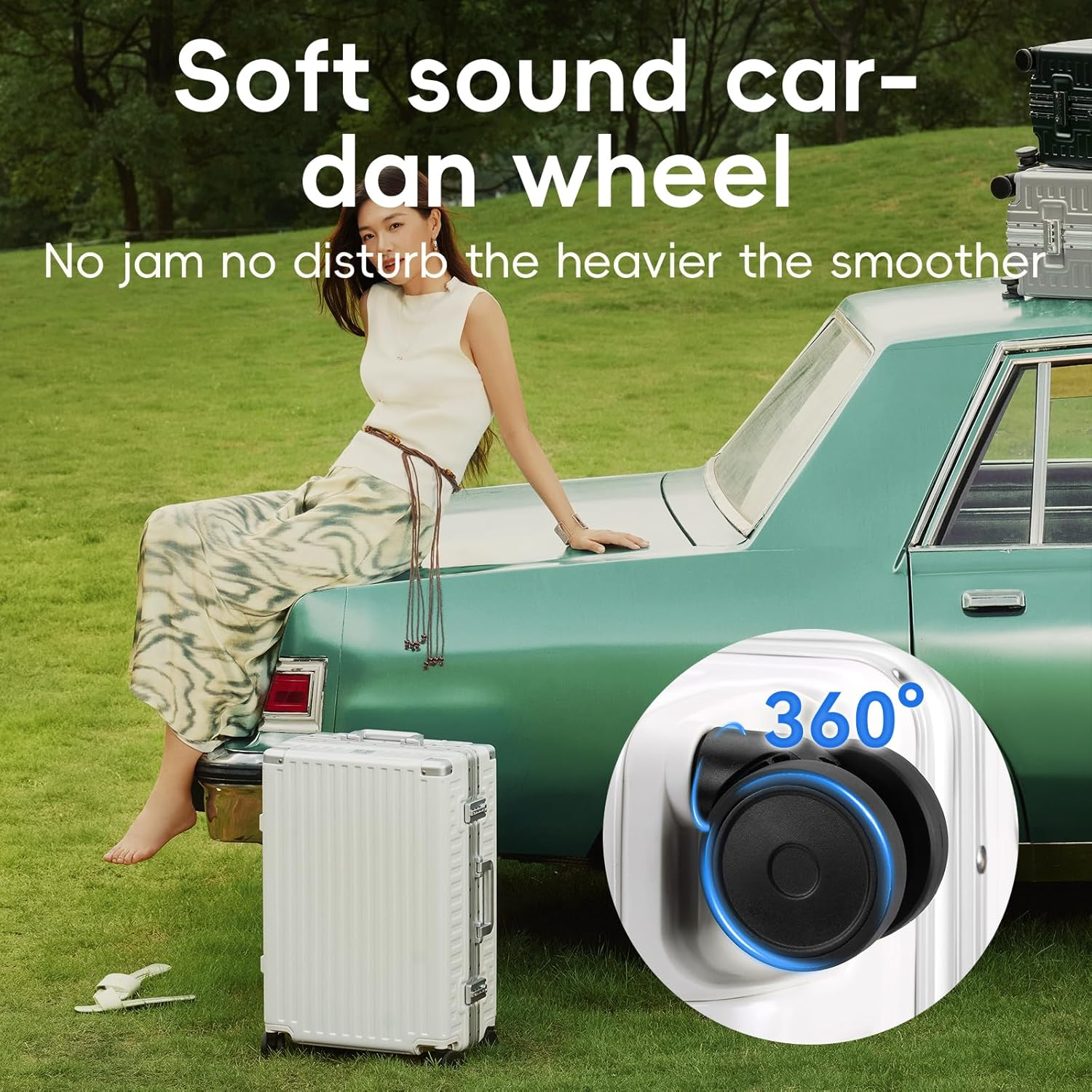 ROAMING Zipperless Luggage, White, 26 Inch Checked Luggage, Zipperless Luggage with Spinner Wheels - Polycarbonate Aluminum Hard Shell Suitcase image number 6