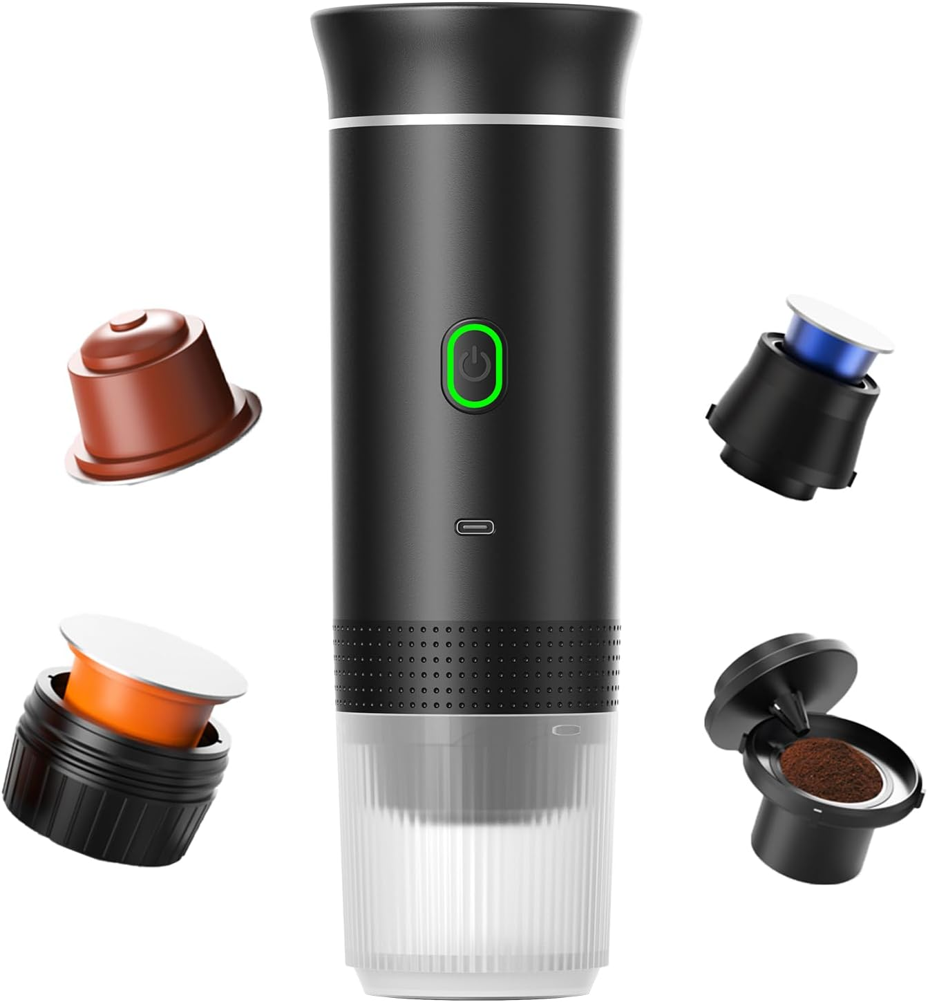 Travel Coffee Maker Portable Electric Espresso Machine for Camping Car Coffee Maker Self-Heating Compatible with Ground Coffee & NS Capsule for Rv,Hiking,Office (BLACK) image number 6