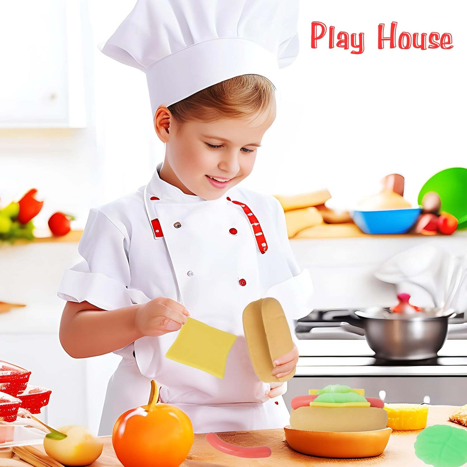 Hot Dog Toy 4 Layers Detachable Hot Dogs Burger Stress Relief Stretch and Squeeze Stress Toys Simulation Food Squishies Birthday Gift for Kid (Hot Dog) image number 5