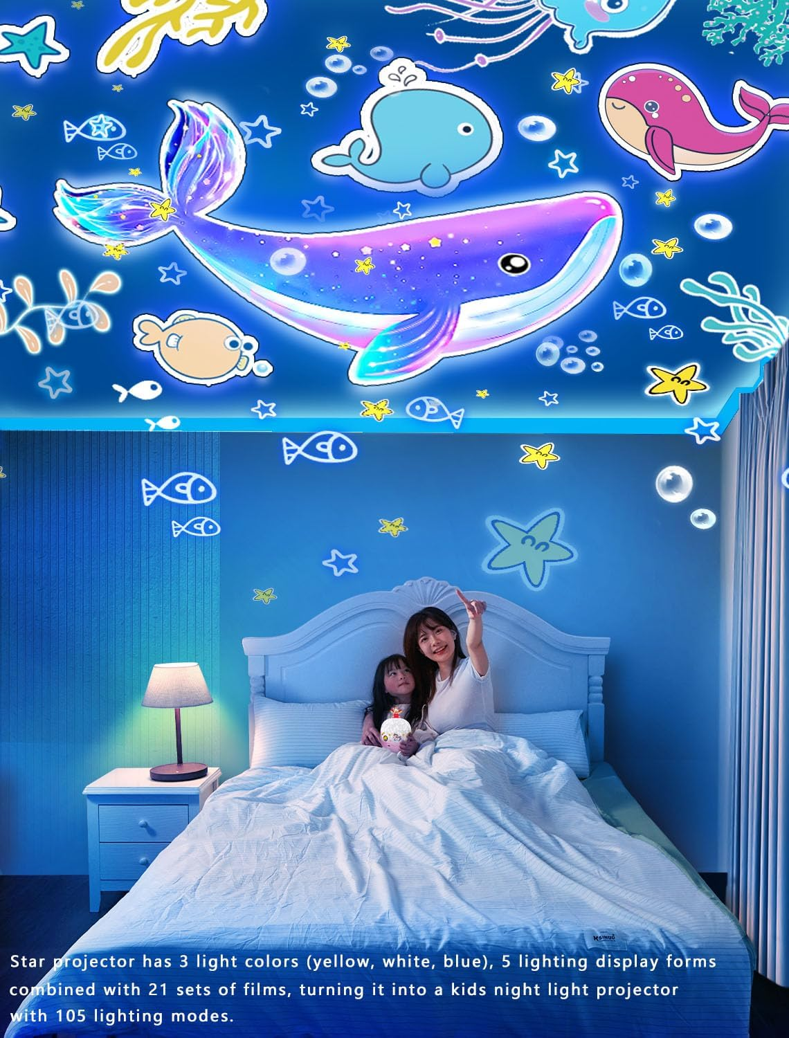 21 Set of Films, Ceiling Kids Light, Unicorn Star Night Light Projector for Kids Room, Night Light Projector for Girls Bedroom Decor, 360&deg; Rotating, Birthday, Christmas, Gifts image number 1