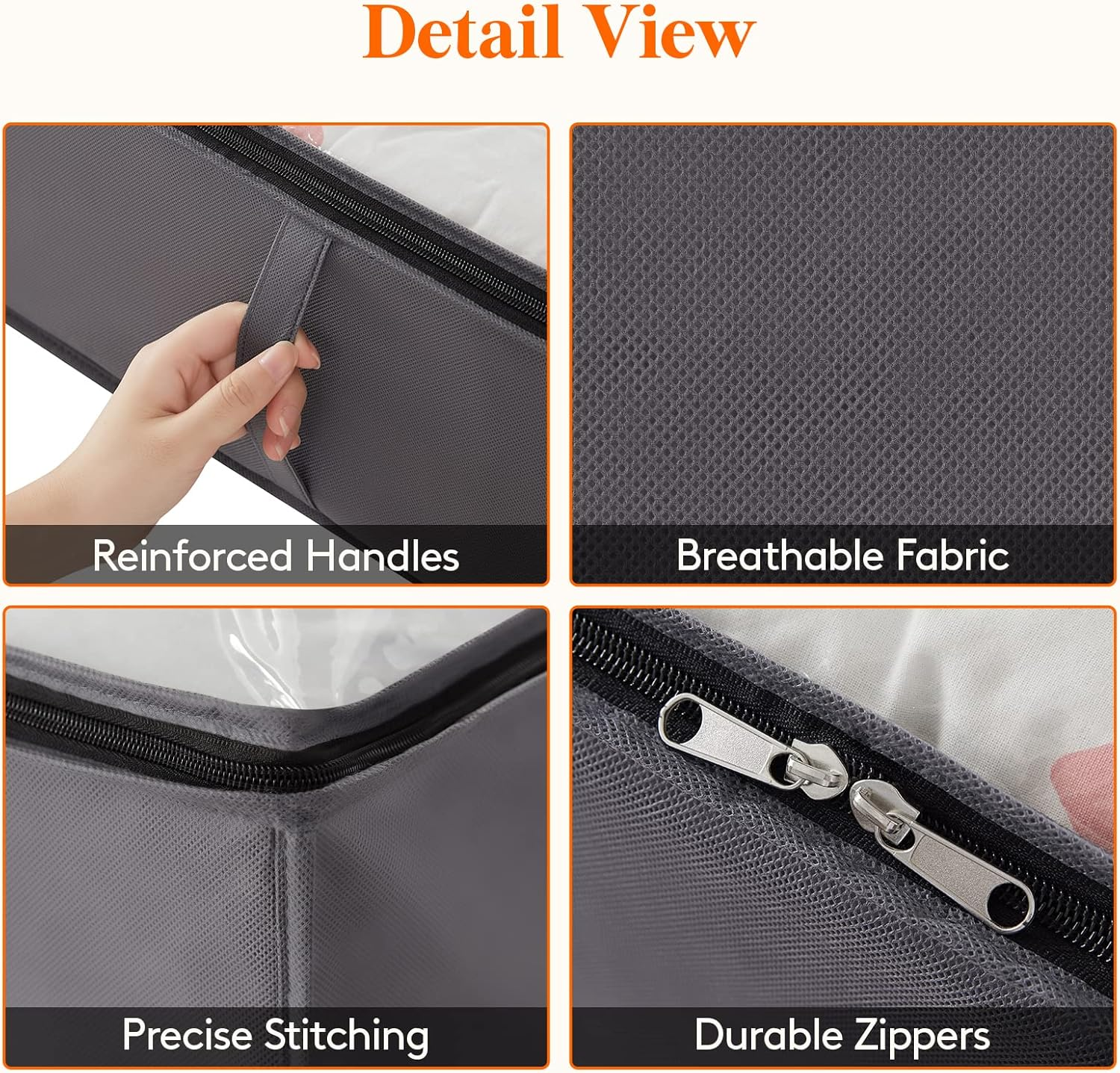 Lifewit 90L 4 Pack under Bed Storage Containers, Large Capacity Blanket Storage Bags with Reinforced Handle, Organization and Storage for Comforters, Sheets, Clothes, Bedroom, College Dorm, Grey image number 3