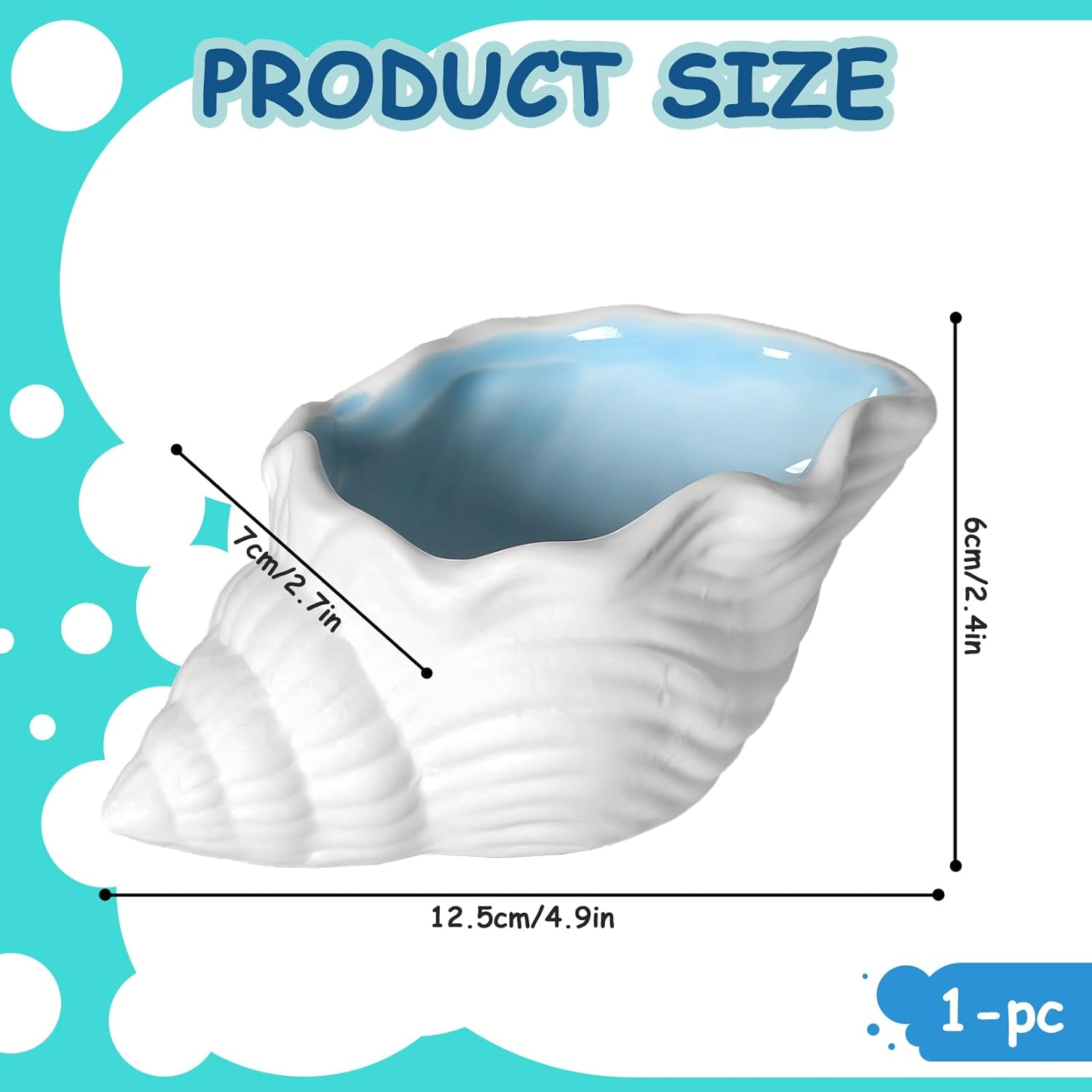 Yitexin Conch Shape Ceramic Jewelry Dish, Blue Sea Shell Trinket Tray, Ocean-Themed Decorative Ring Holder Dish, Women Jewelry Plate Tray for Earrings Necklaces Bracelet (Conch) image number 5
