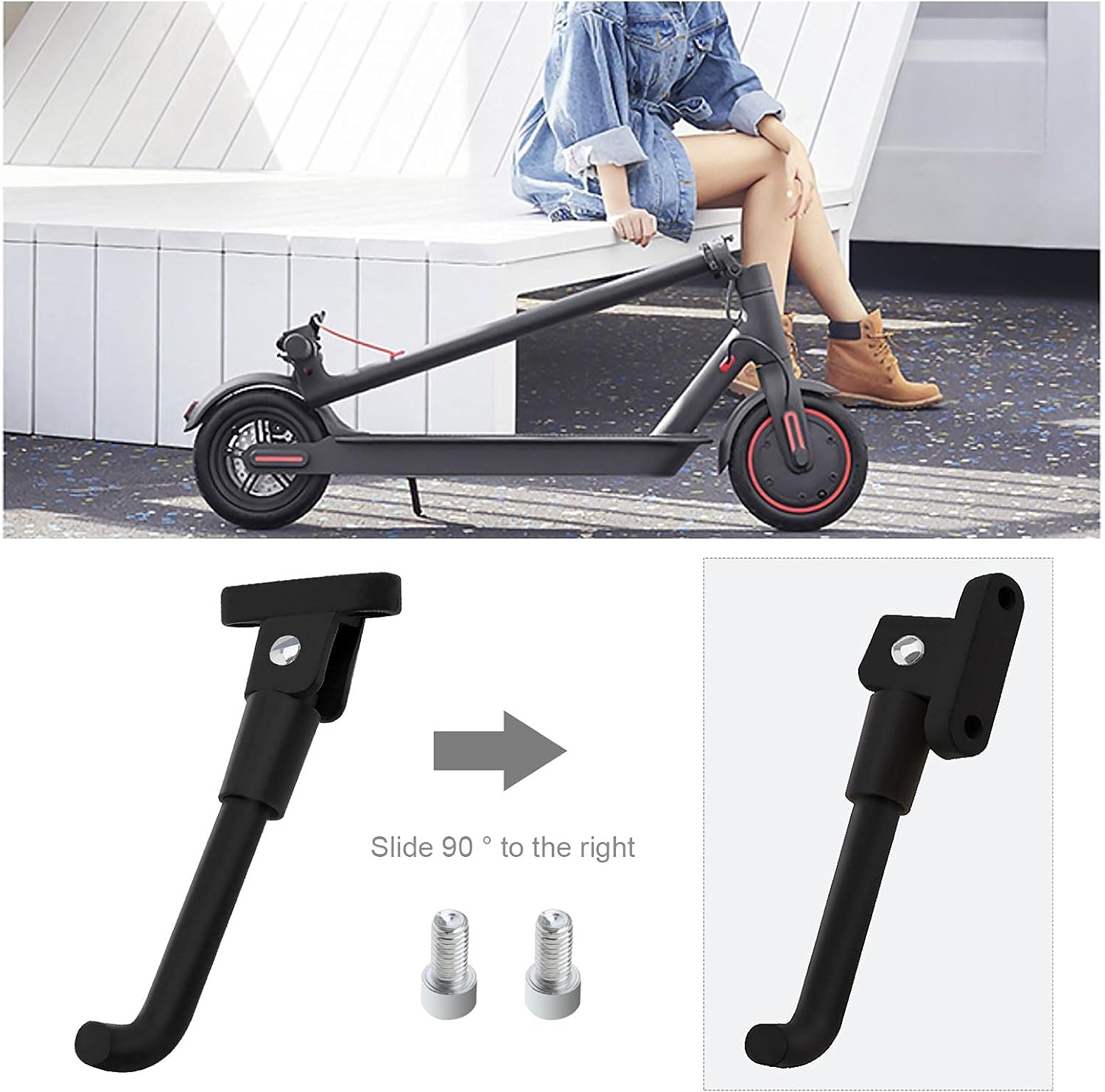SING F LTD Kickstand Compatible with Xiaomi M365/Pro 1S Aluminum Alloy Parking Stand Anti-Rust Durable Foot Support Electric Scooter Replacement Part Accessories image number 6