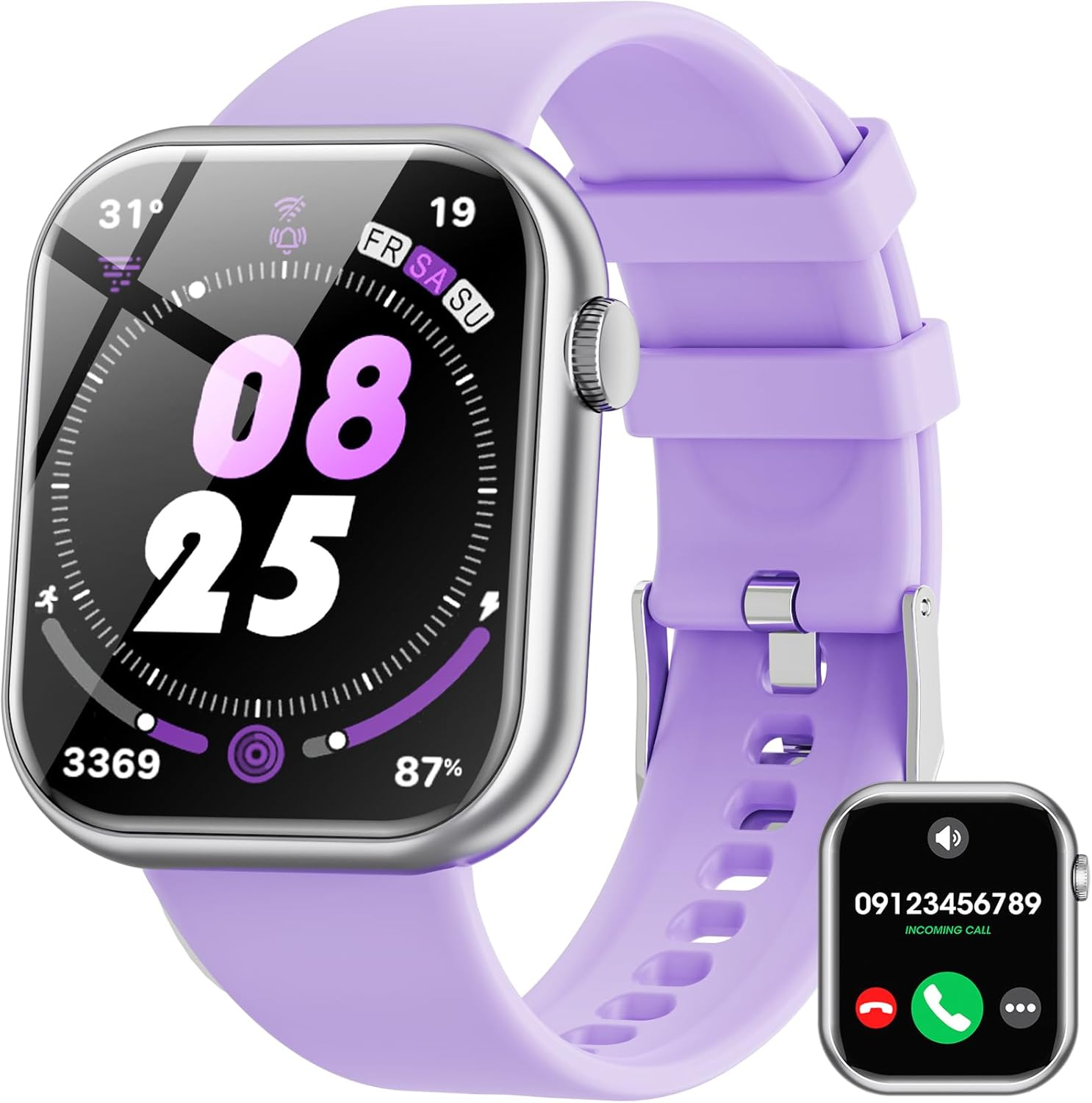 Smart Watch 2024 Newest 1.85 Inch Fitness Tracker, Pedometer/Calories, Multiple Sports Modes, Waterproof Women'S Men'S Fitness Watch for Android Iphone