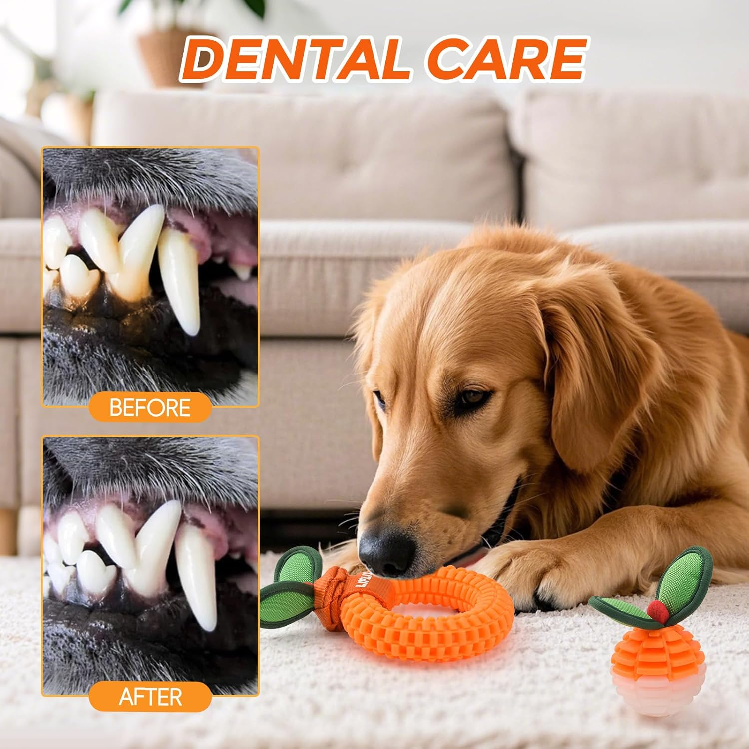 2 Pack Durable Dog Teeth Cleaning Toys, Bite and Brush Dog Toys for Puppy Teething, TPU Dental Chew Toys for Small and Medium Breeds image number 4