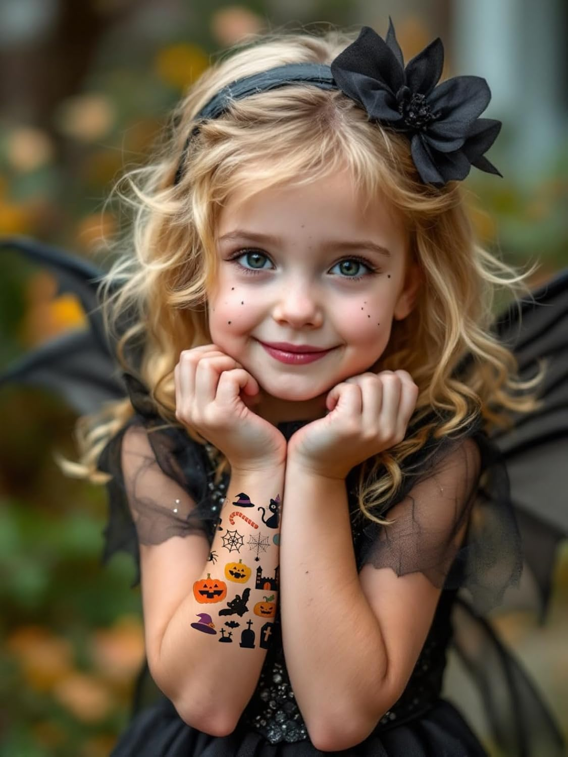 20 Sheets Halloween Tattoos Kids Temporary - Halloween Stickers Waterproof - Bats Ghosts Witches Spiders - Halloween Sticker for Adults Kids - Steadyink&reg; image number 1