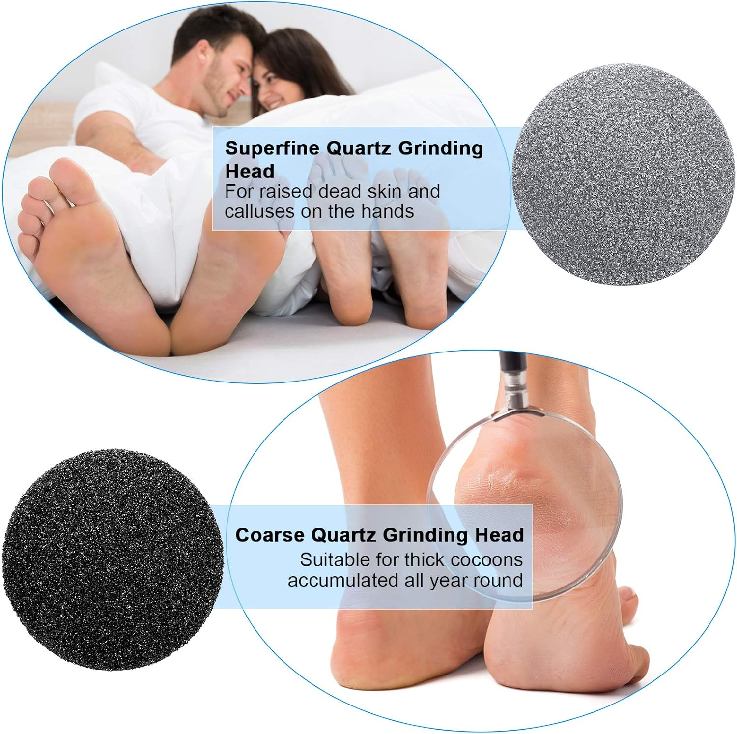 (Black, Gray) - 20 Pieces Regular Coarse Replacement for Portable Electric Foot Grinder Foot File Callus Remover Electric Callus Remover Hard Skin Eliminator Grind Head for Cracked Heels Dead Skin image number 4