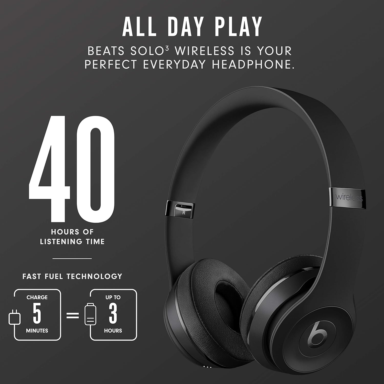 Beats Solo3 Bluetooth Wireless on Ear Headphones Black