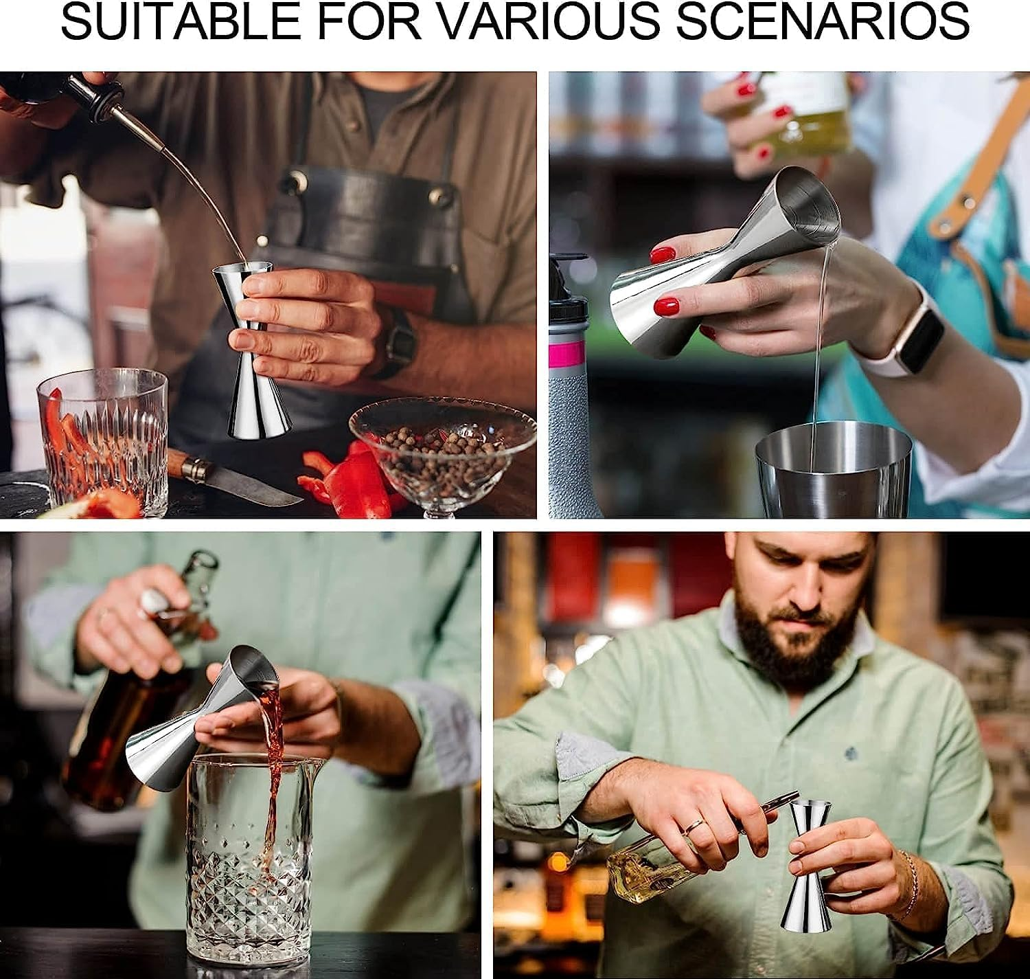 Cocktail Measuring Cup, Cocktail Jigger for Bartenders, Double Jigger with Inner Scale 60/90 Ml, Integrated Scales 304 Stainless Steel Measuring Cup, Bar Measure Dual Spirit Measure Cup, for Bars and Homes