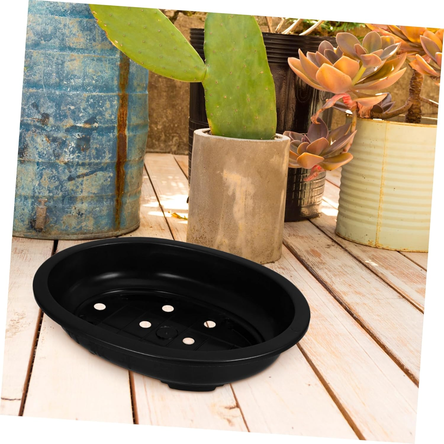 Outanaya 4Pcs Oval Flowerpots Drainage Design for Herbs and Plants for Gardening image number 6