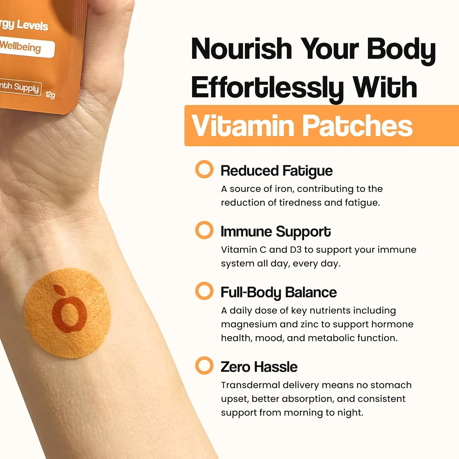 Vytadose MULTIVITAMIN for Women, Womens Multivitamin Patches with Iron & Biotin, RDI Iron+ 26 Essential Daily Vitamins & Minerals, No Nausea, 8-Hour Time-Release Women'S Vitamins for Better Absorption image number 6