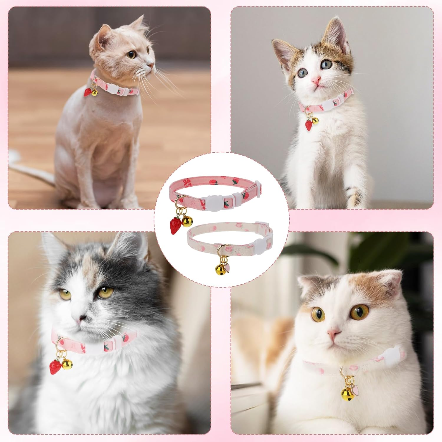 Pack of 2 Tear-Off Cat Collars, Reflective Cat Collars, Adjustable Cat Collar, Cute Kitten Collar, Ideal for Cats image number 2