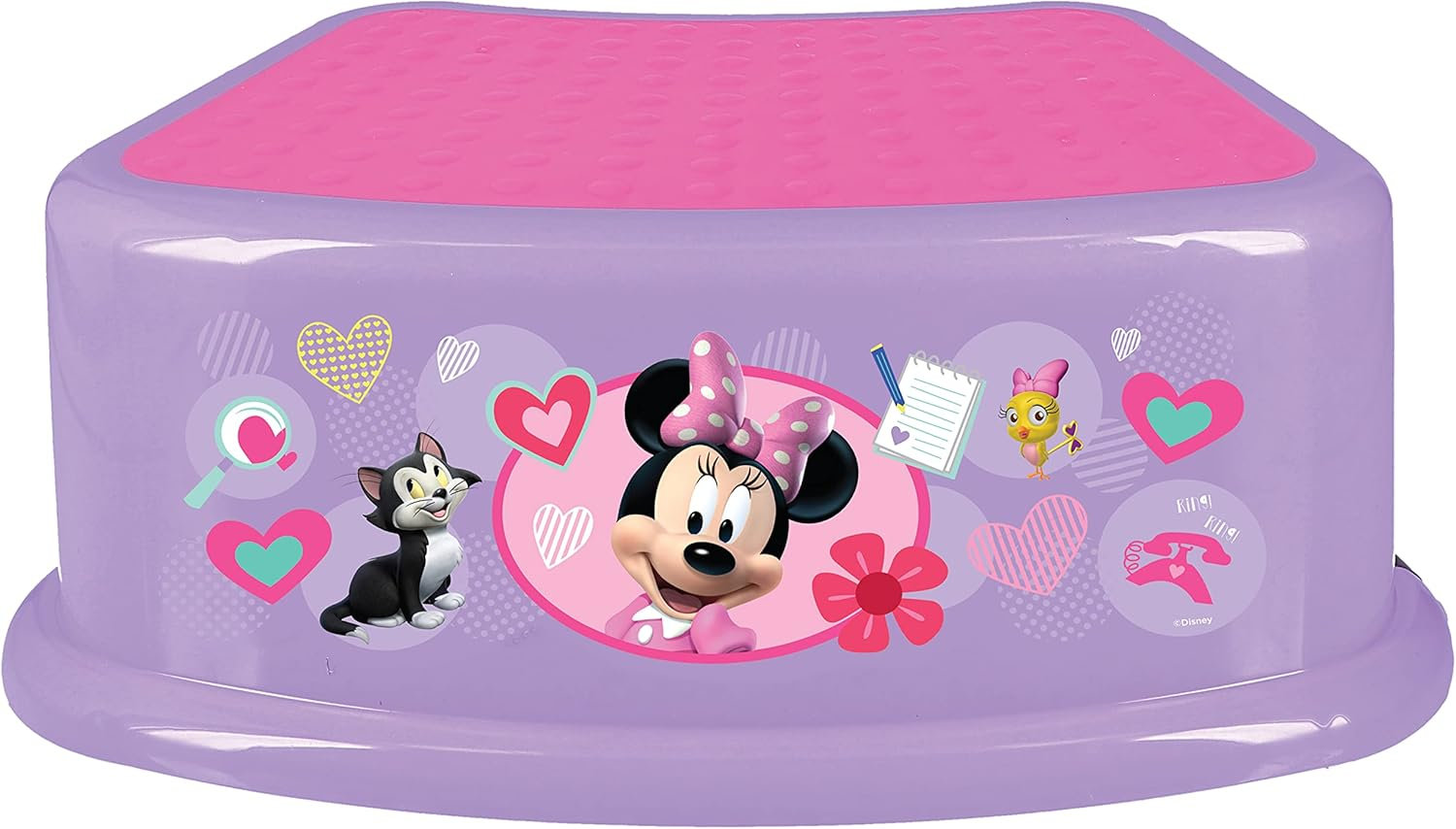 Disney Minnie Mouse Happy Helpers Bathroom Step Stool for Kids Using the Toilet and Sink, Pink and Purple, 12.1"X4.7"X9.4"