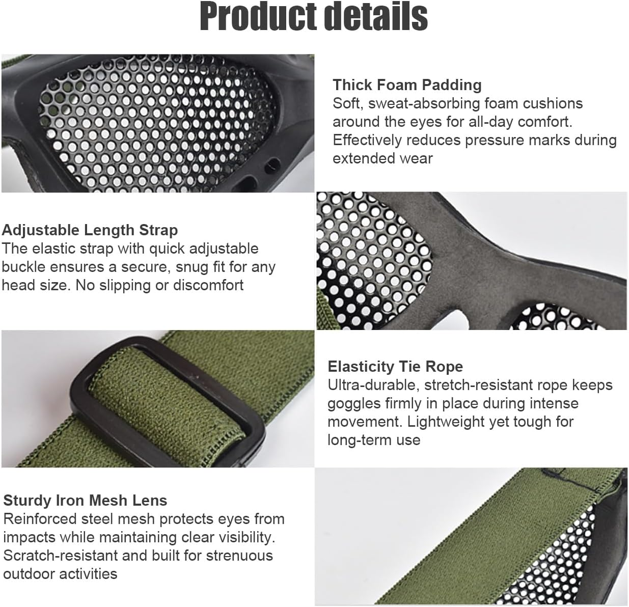 Wokyo Cs Safety Mesh Goggles High Density Metal Mesh Pattern Goggle Safety Glasses for Outdoor Games Sports Cycling - Brown image number 2