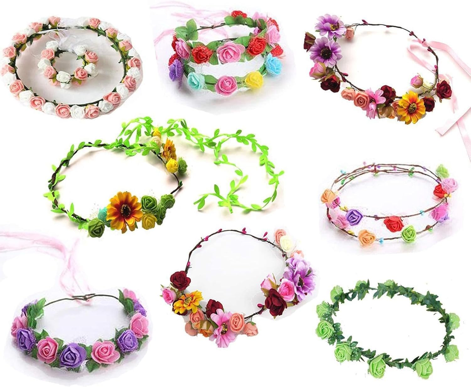 Flower Crown - Fairy Crown Flower Crowns Beautiful Flower Headband,Safe & Harmless Flower Headbands for Women, Fairy Parties Supplies for Boys, Girls, Family, image number 4
