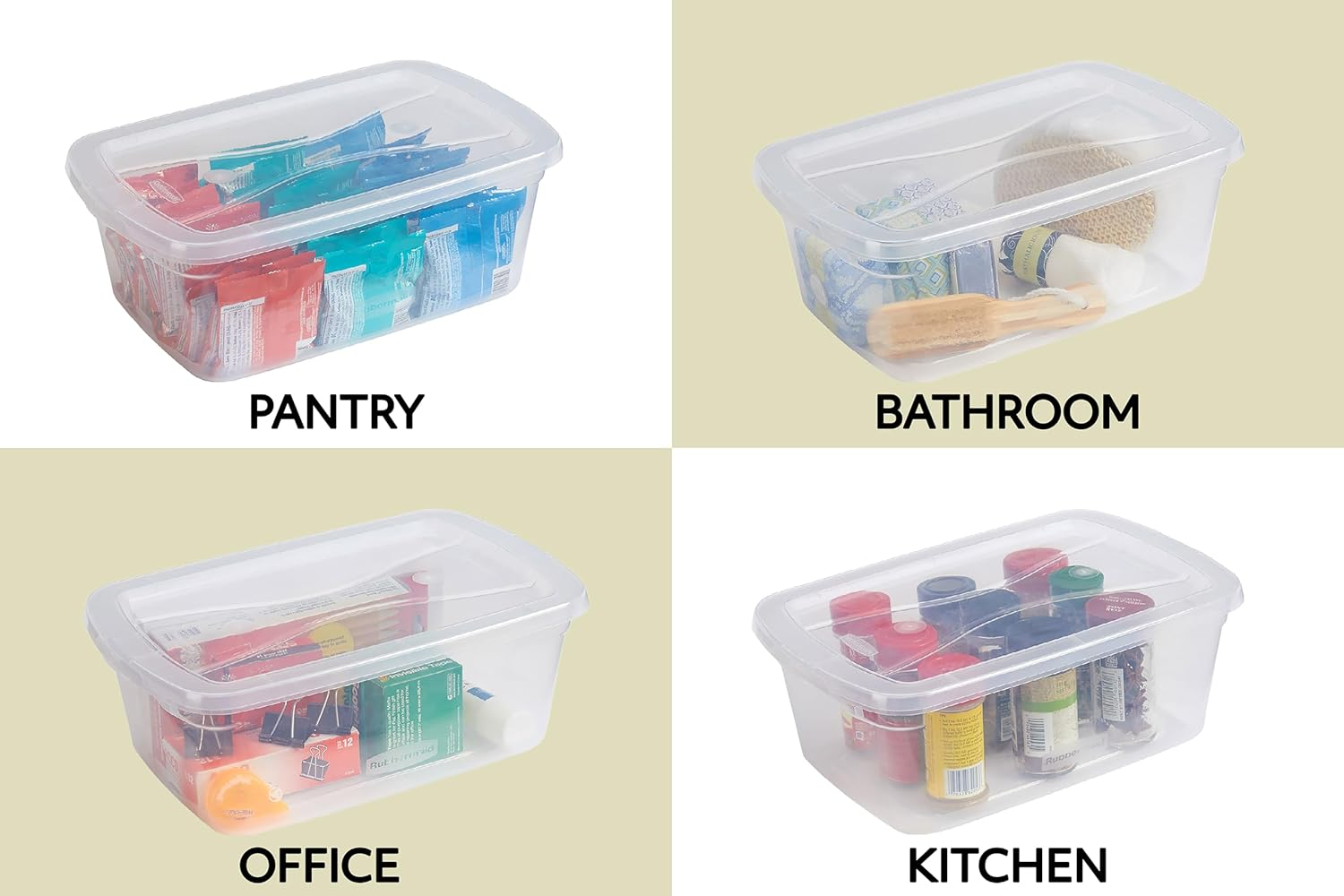 Rubbermaid RMCC60003 Cleverstore Clear Stackable Plastic Storage Containers with Durable Latching Lids, 6 Quart-12 Pack, 12 Count image number 6