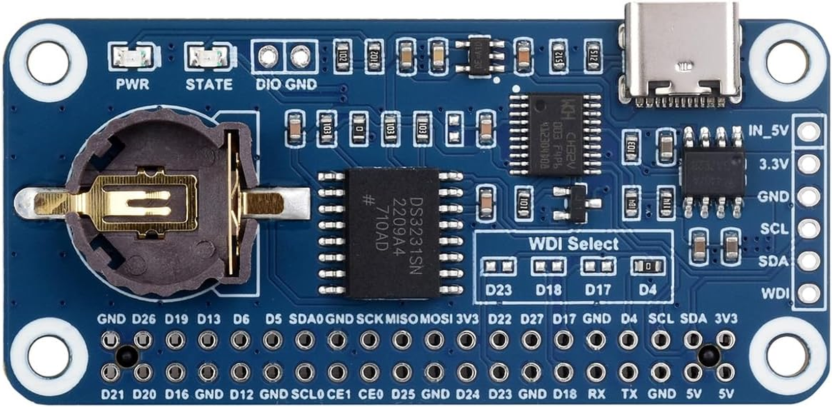 Waveshare RTC Watchdog HAT (B) for Raspberry Pi, Onboard DS3231SN High Precision RTC Chip image number 3