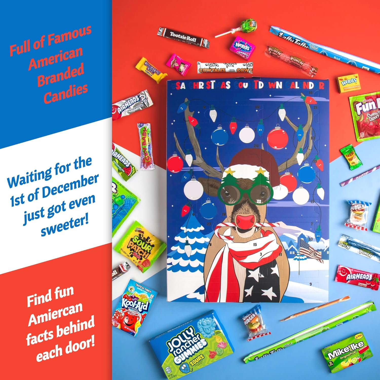 American Sweet Advent Calendar 2024 - Full of Tasty USA Candy Sweets for Christmas image number 3