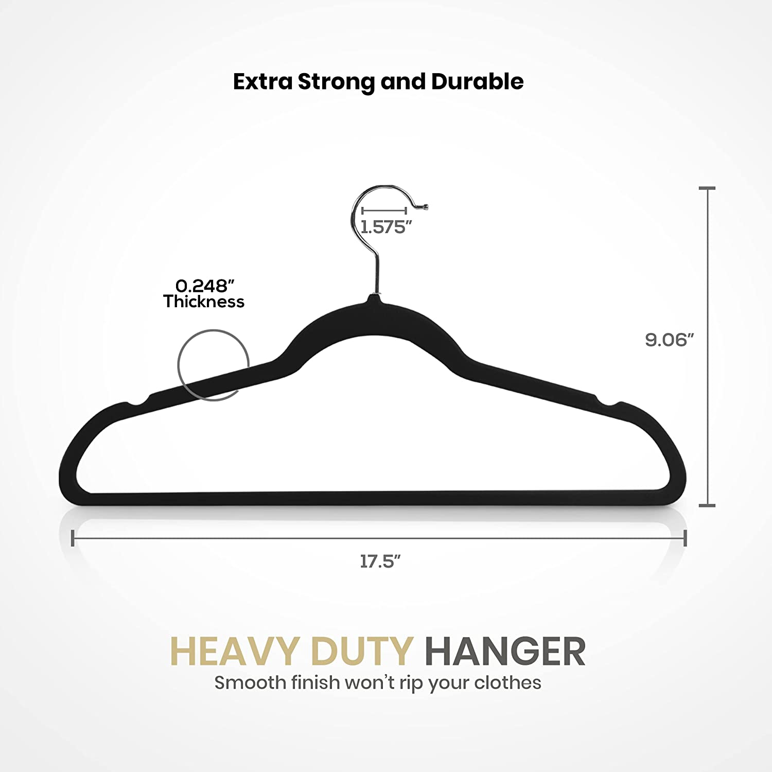 Utopia Home Velvet Hangers 50 Pack - Non-Slip Clothes Black Hanger - Suit Hangers with 360 Degree Rotatable Hook - Heavy Duty Hanger for Coat & Pant image number 6
