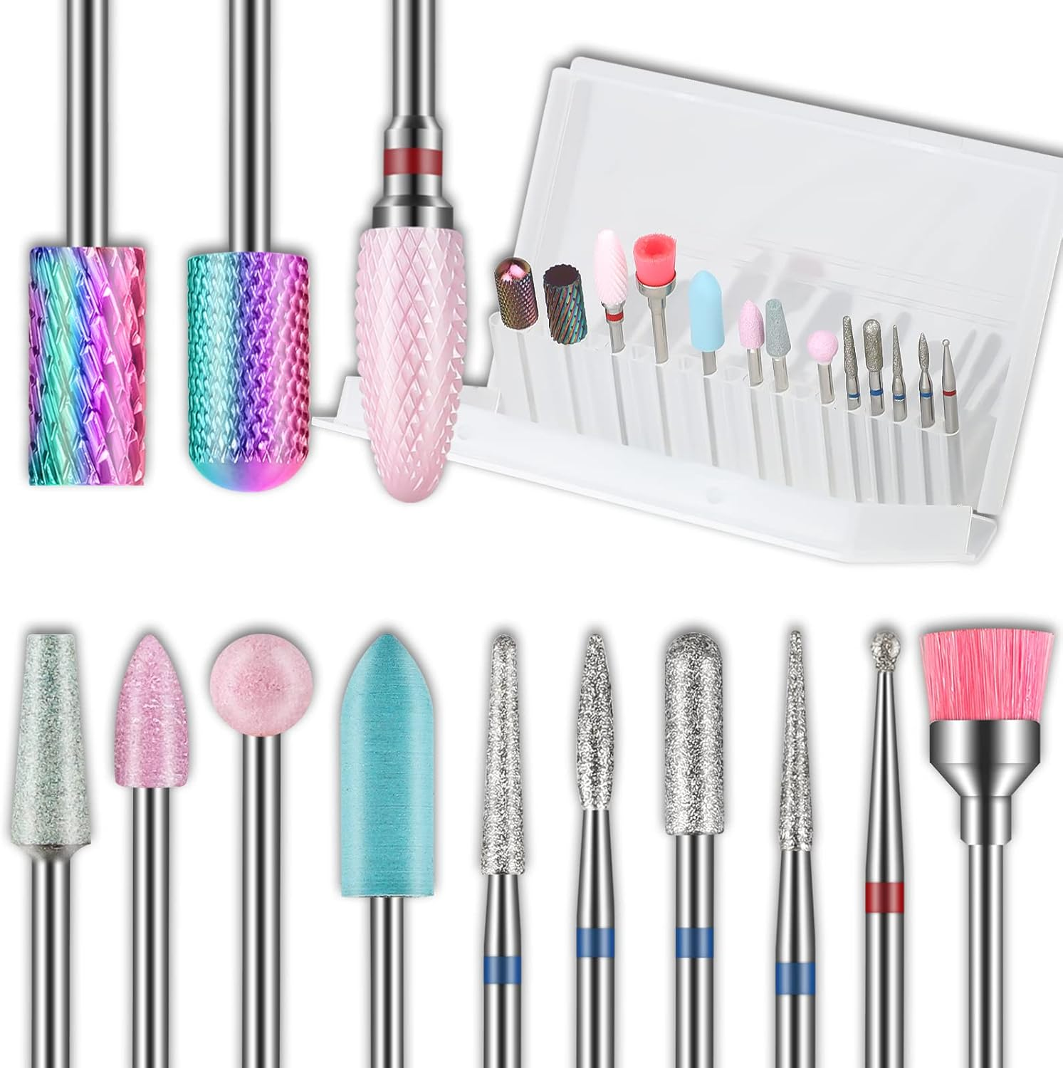 Depvko 13Pcs Nail Drill Bits, 3/32 Inch Drill Bits for Nails, Russian Cuticle Nail Drill Bit Set and Tungsten Carbide Electric Drill Bit Set for Nails Manicure Efile Pedicure, Home Salon image number 3