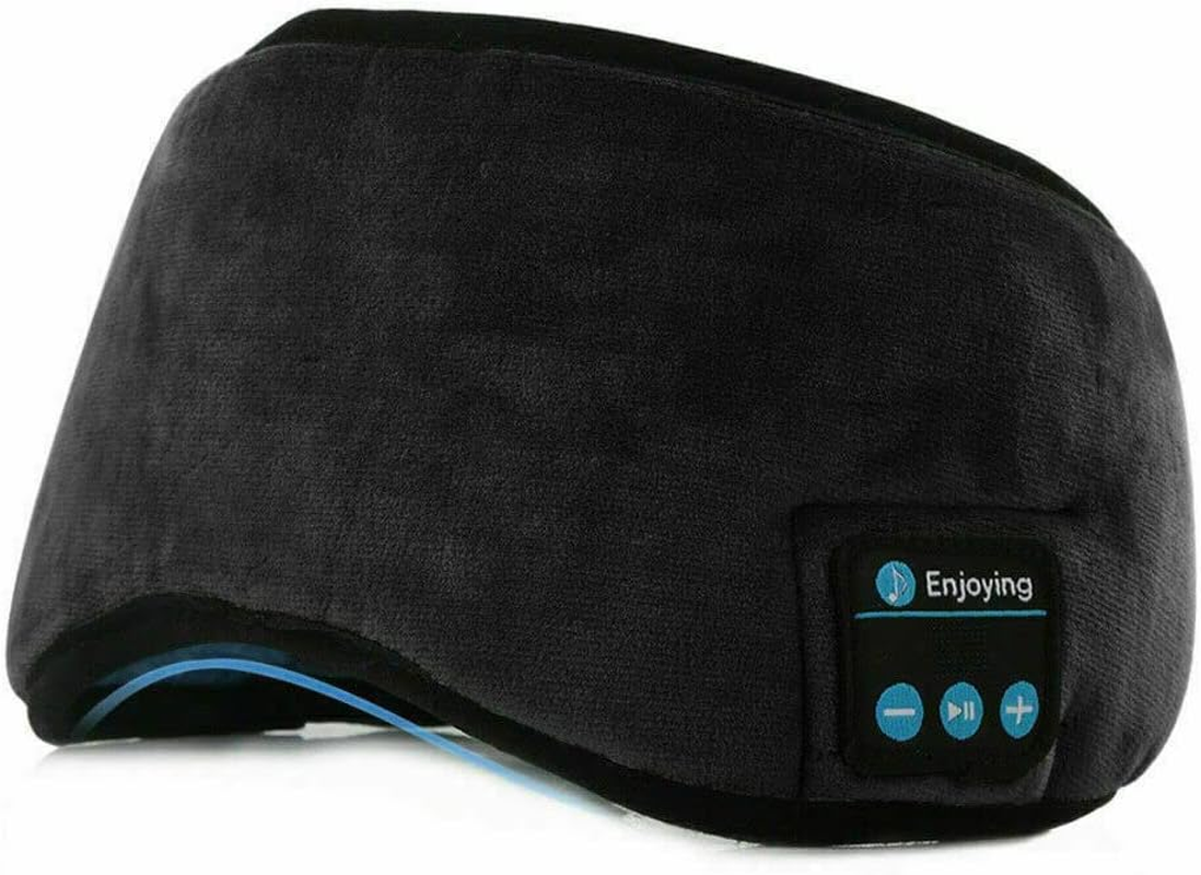 Wireless Bluetooth 5.0 Stereo Eye Mask Headphones Earphone Sleep Music Mask PB (Black)