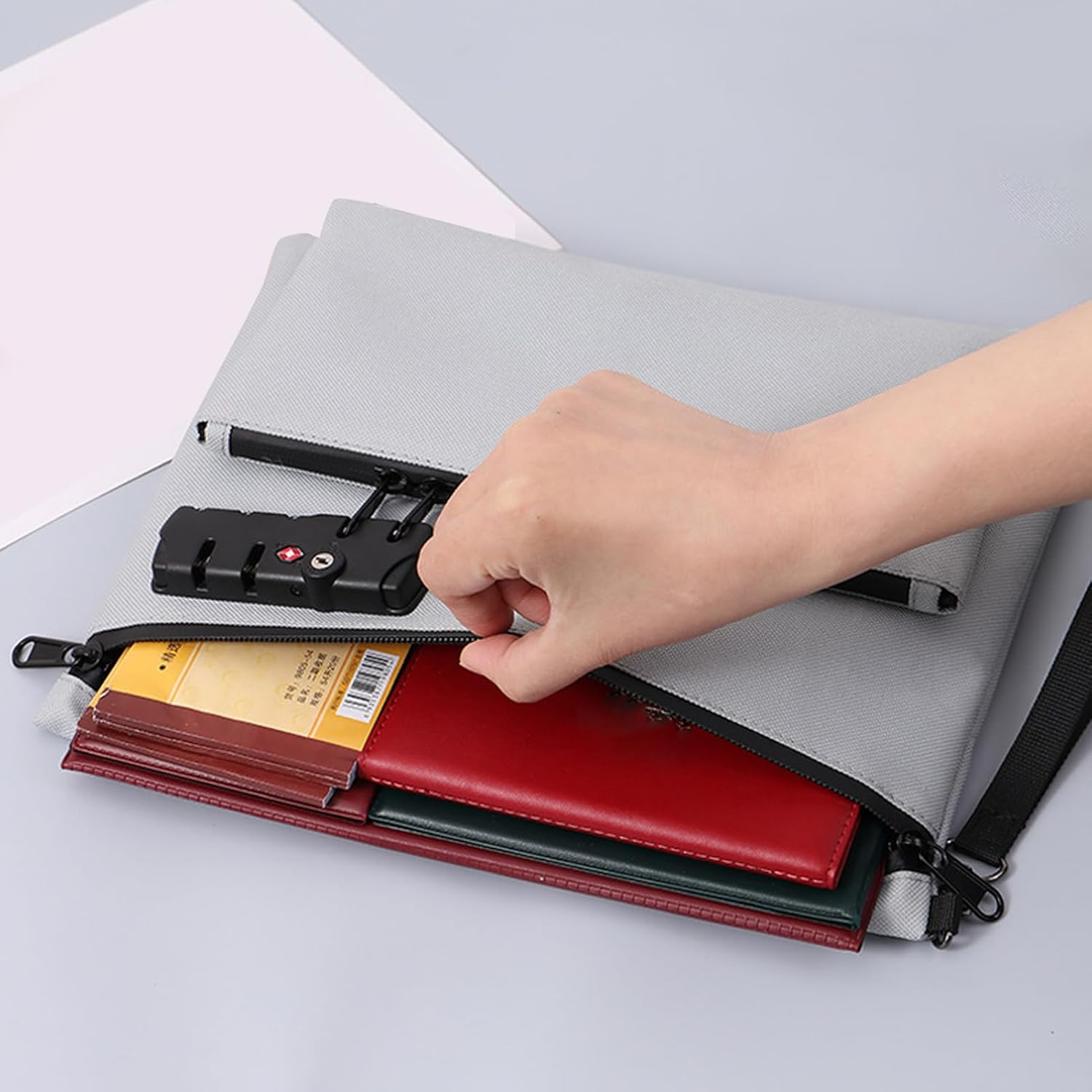 Locking Money Bag - Accessories Pouch,Double-Layer Wallet for Register Fashion Cash Notary Supplies Passports Bank Secure Storage Travel Business image number 1